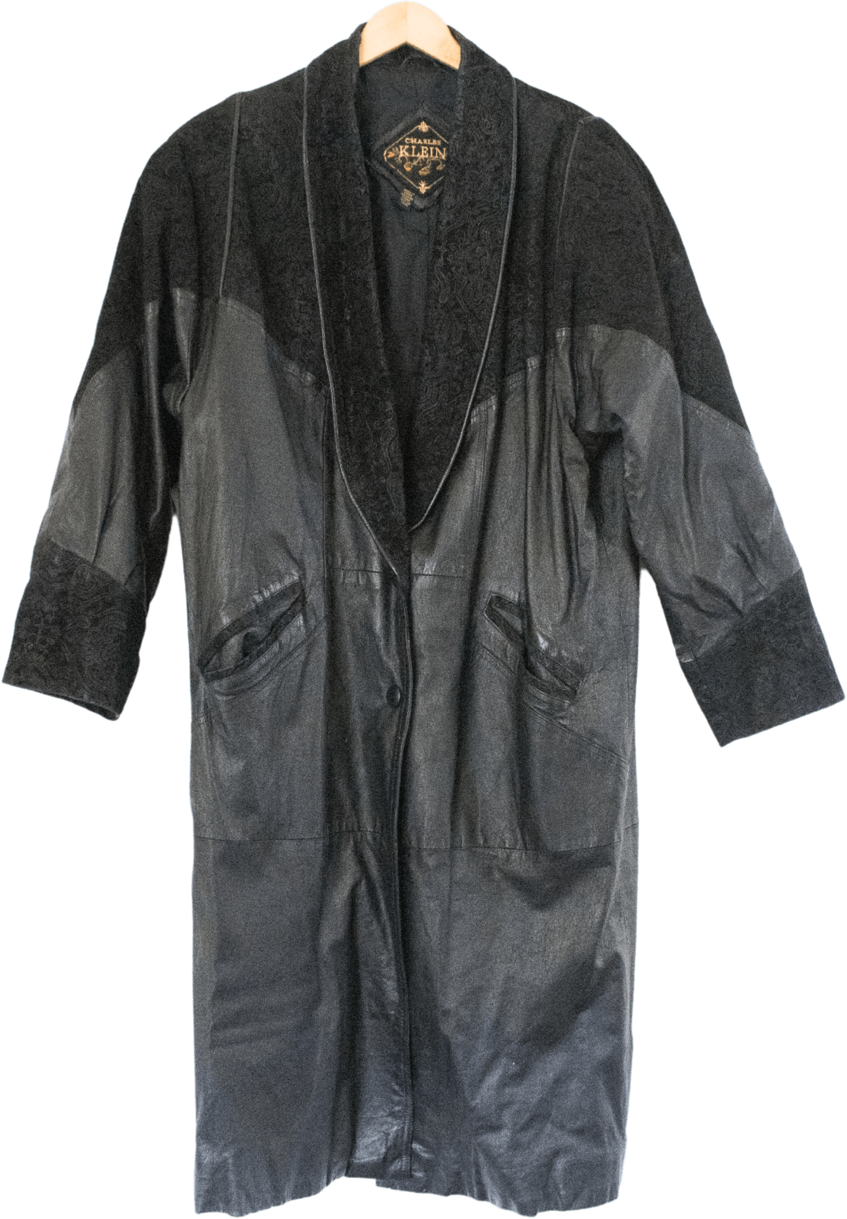 Charles klein sales leather trench coat