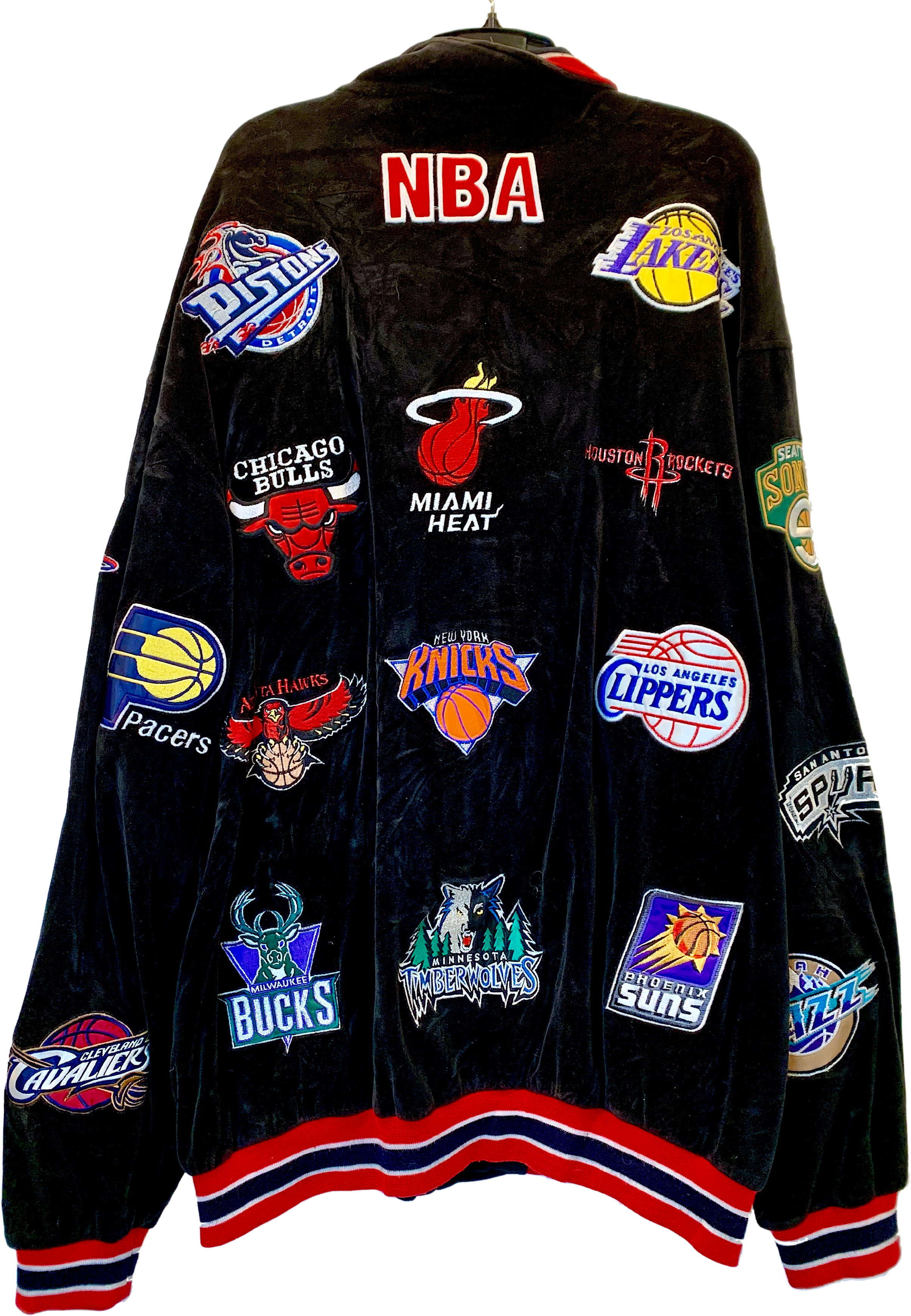 Vintage 90s Velour Track Jacket Allover Nba Team Patches By Unique