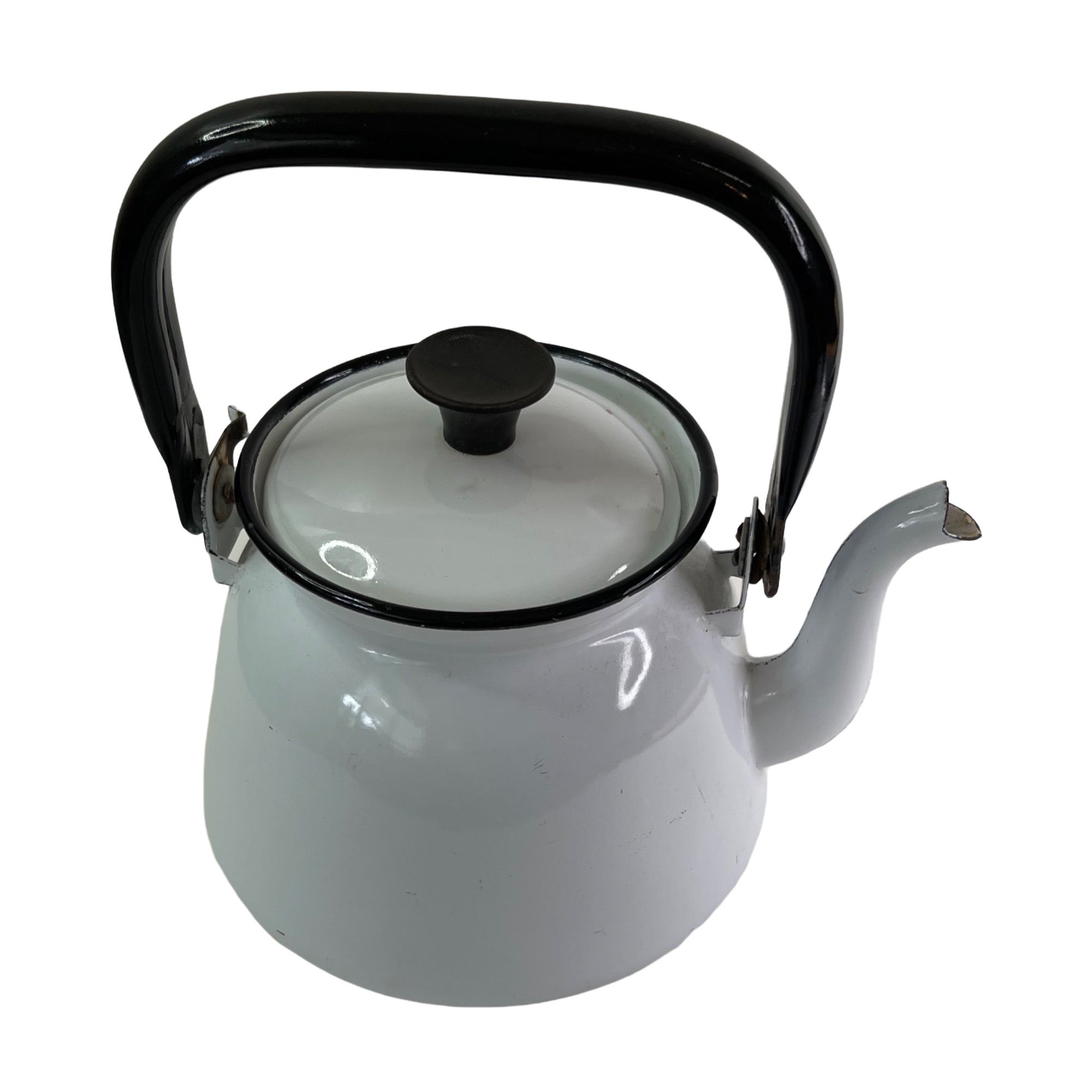 Vintage Enamelware Metal Teapot Enamel Made In Poland By Huta Silesia