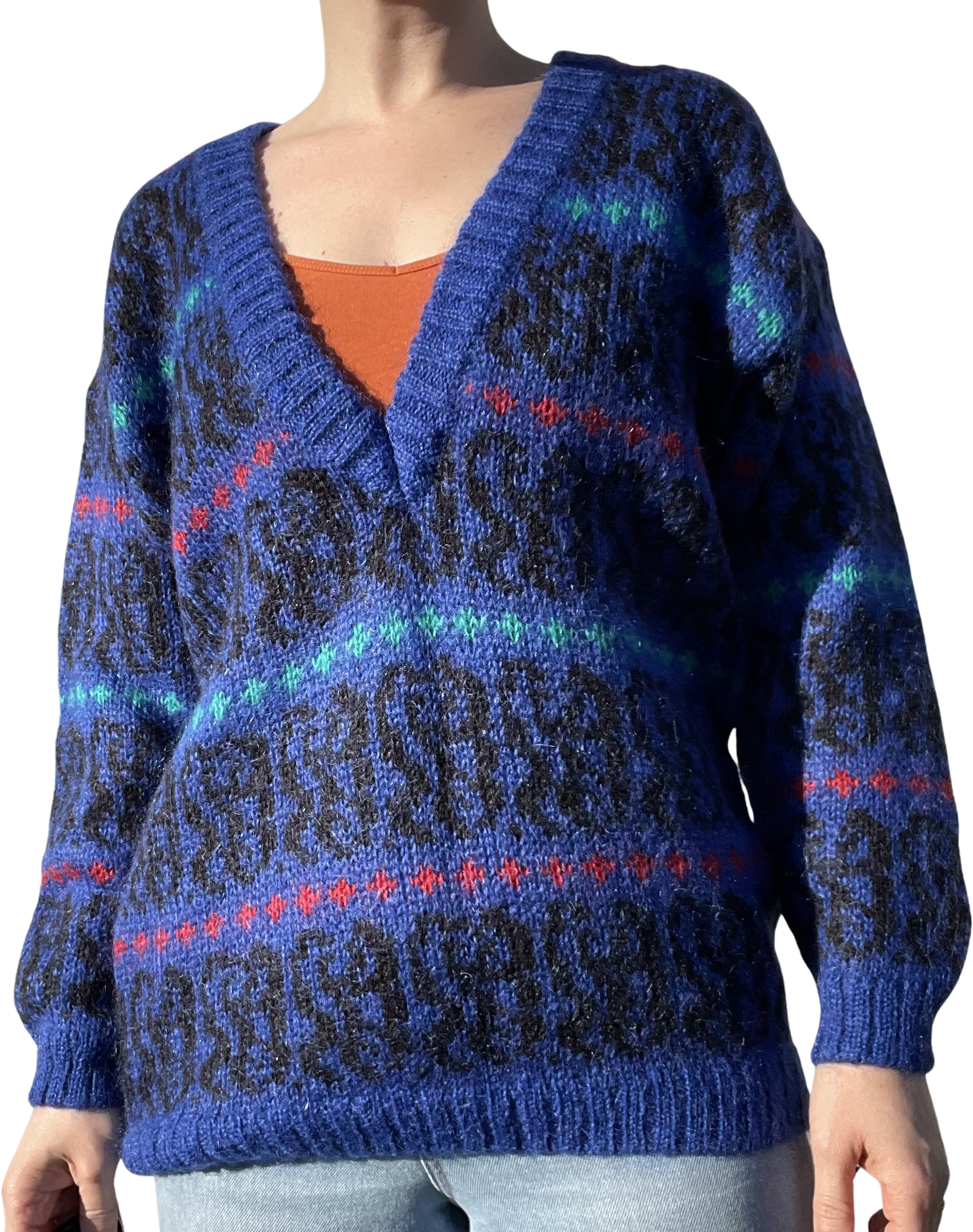 80s v hot sale neck sweater