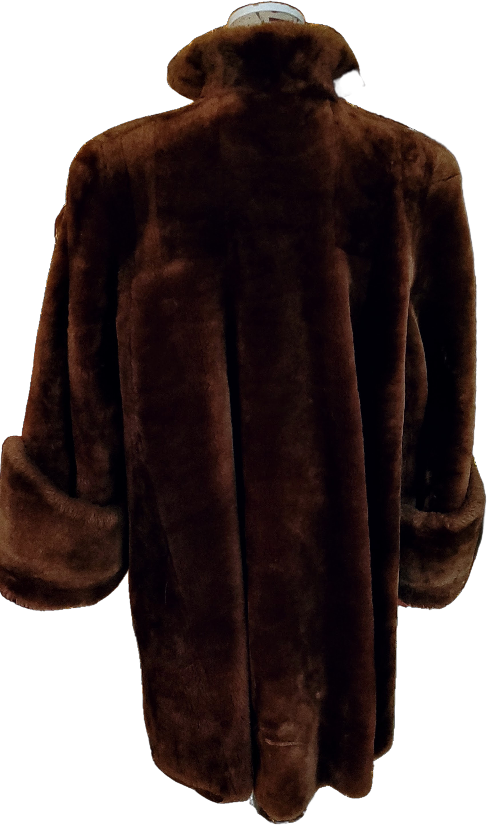 Vintage 40s Genuine Brown Mouton Fur Swing Coat By Swartz Brothers