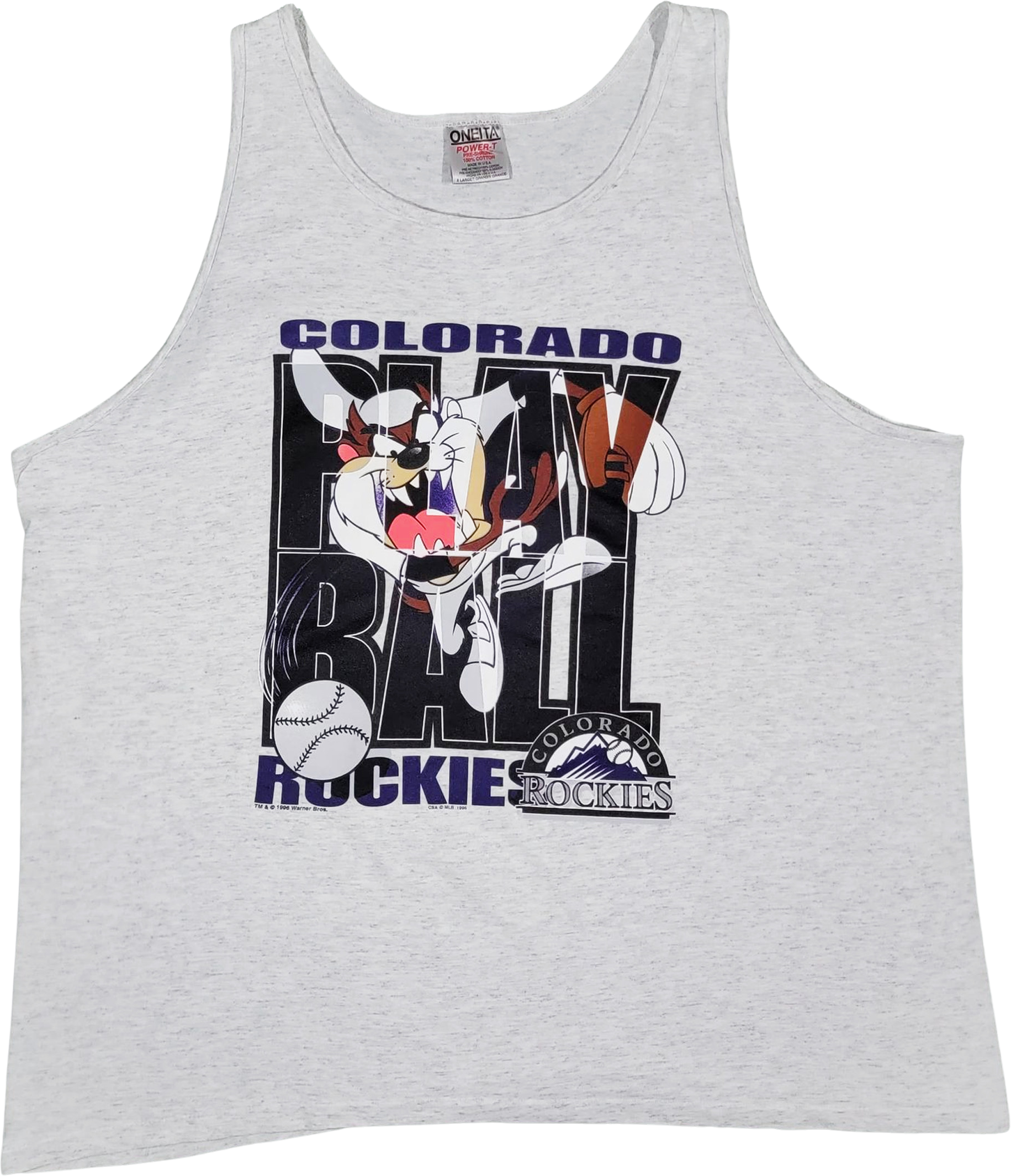 Vintage 90s Cotton White Fruit of The Loom MLB Colorado Rockies T