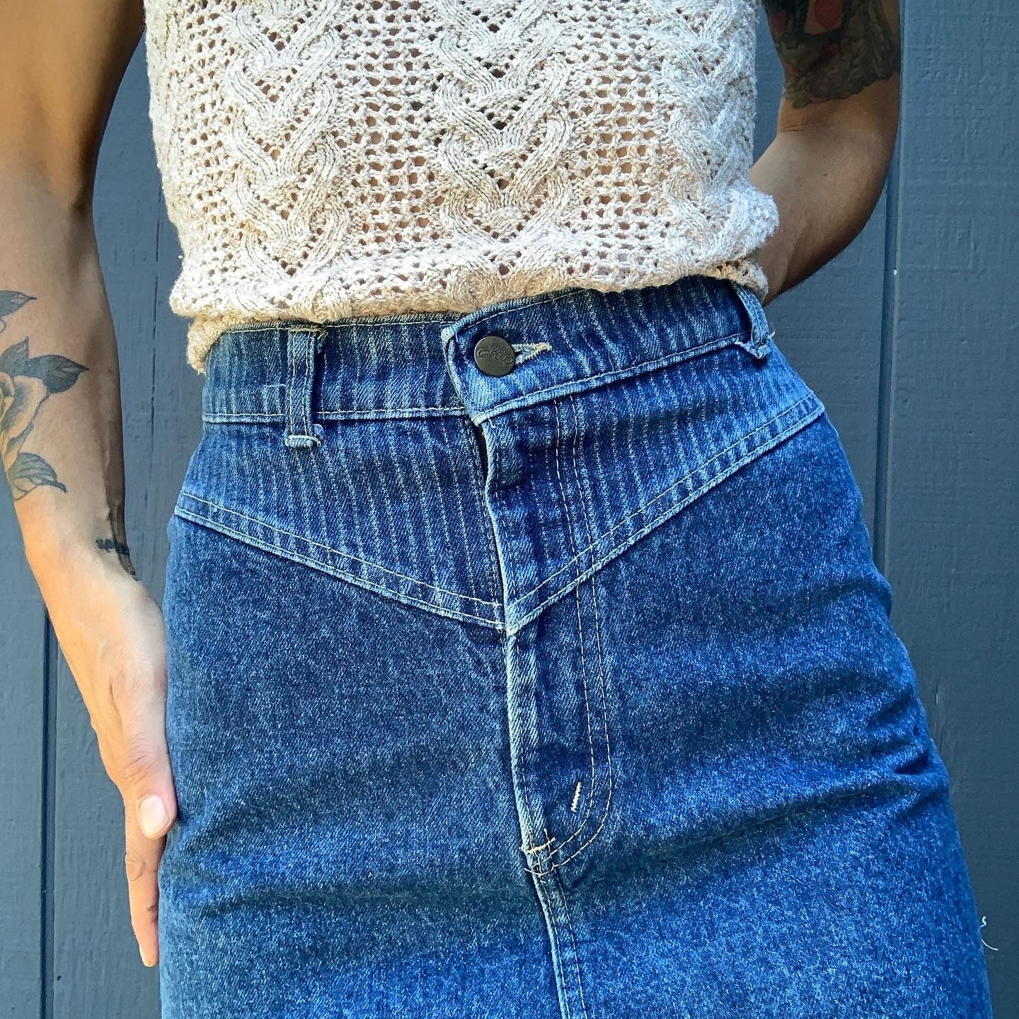 Vintage 70s/80s Highrise Denim Mini Skirt By Chic Shop THRILLING