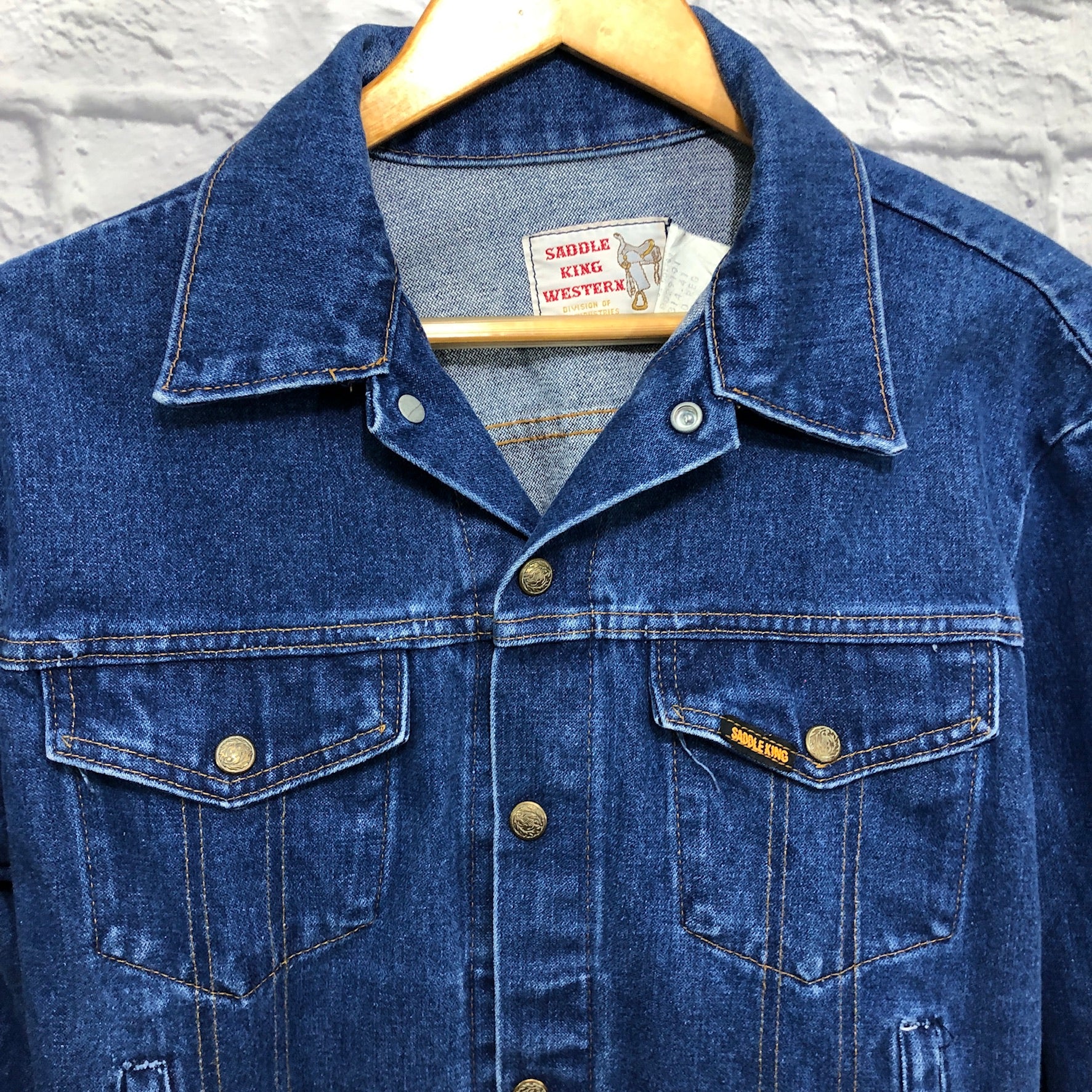 Vintage 80s Demim Trucker Cowboy Jacket Western Rodeo By Saddle King