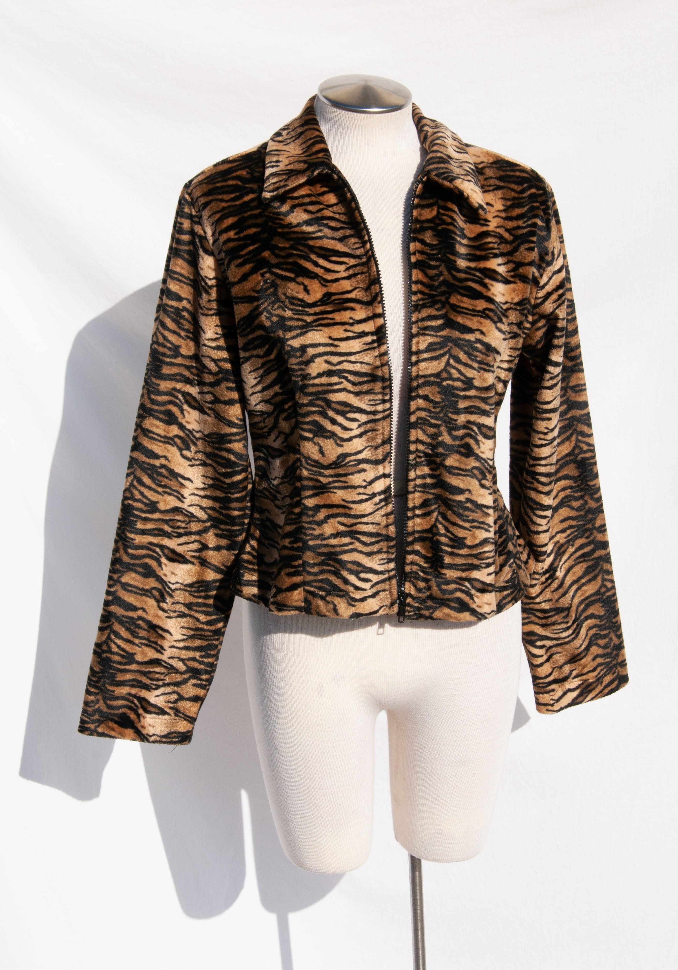 Vintage Selene Sport Fuzzy Brown Black Tiger Print Jacket Shop