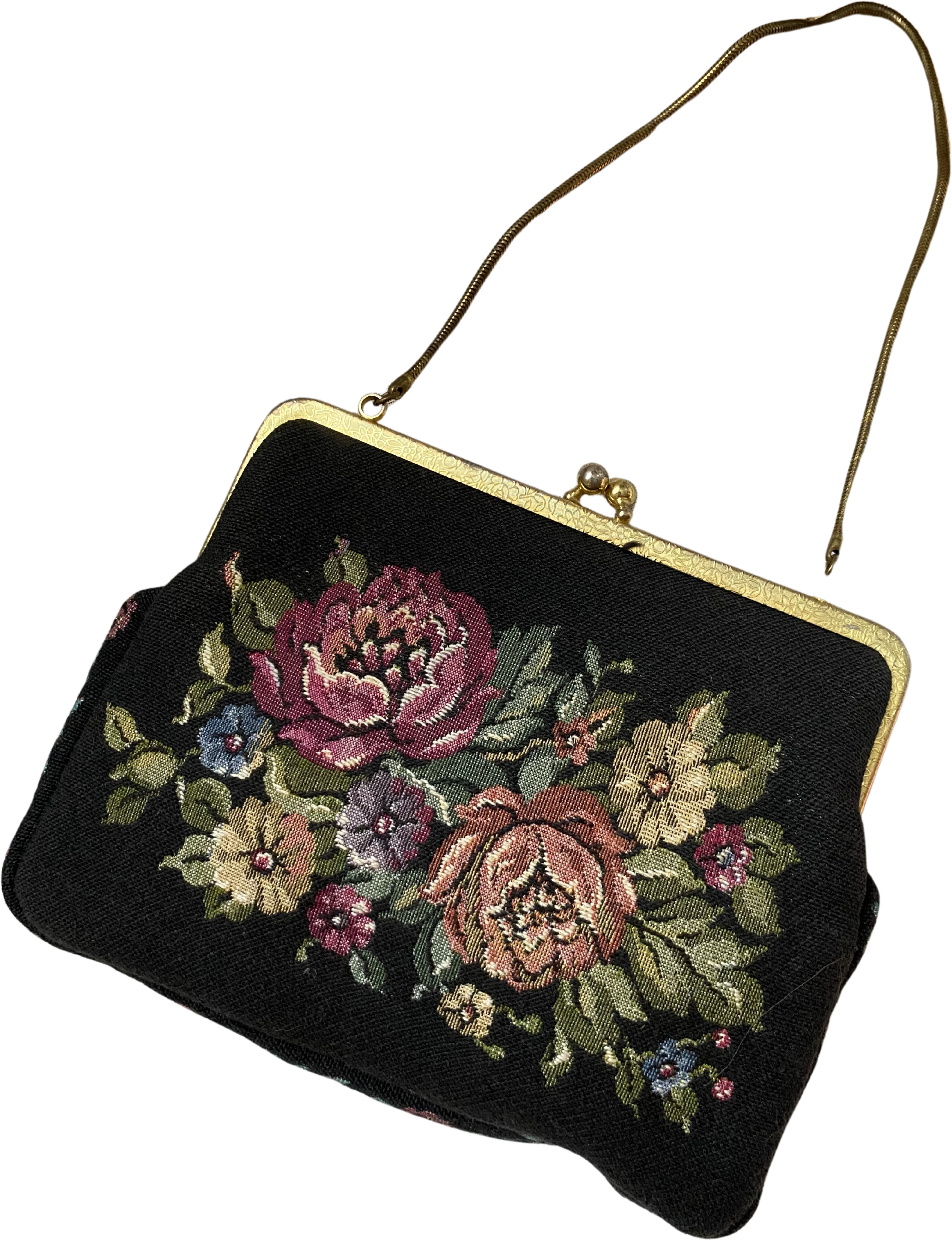 Vintage 1950's Tapestry Floral Evening Bag from West Germany