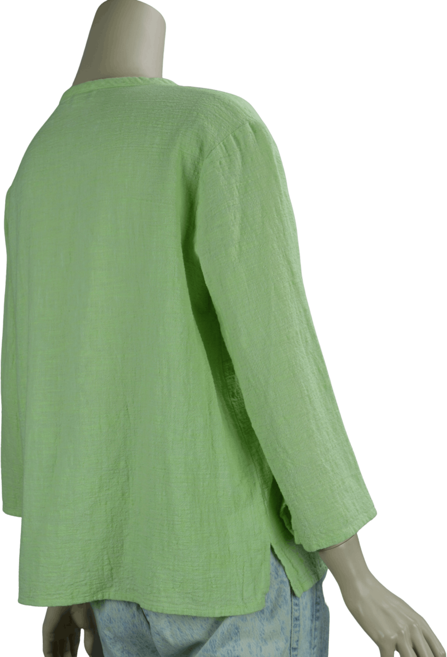 Vintage Lime Green Gauze Button Front Blouse by Sangam Shop THRILLING