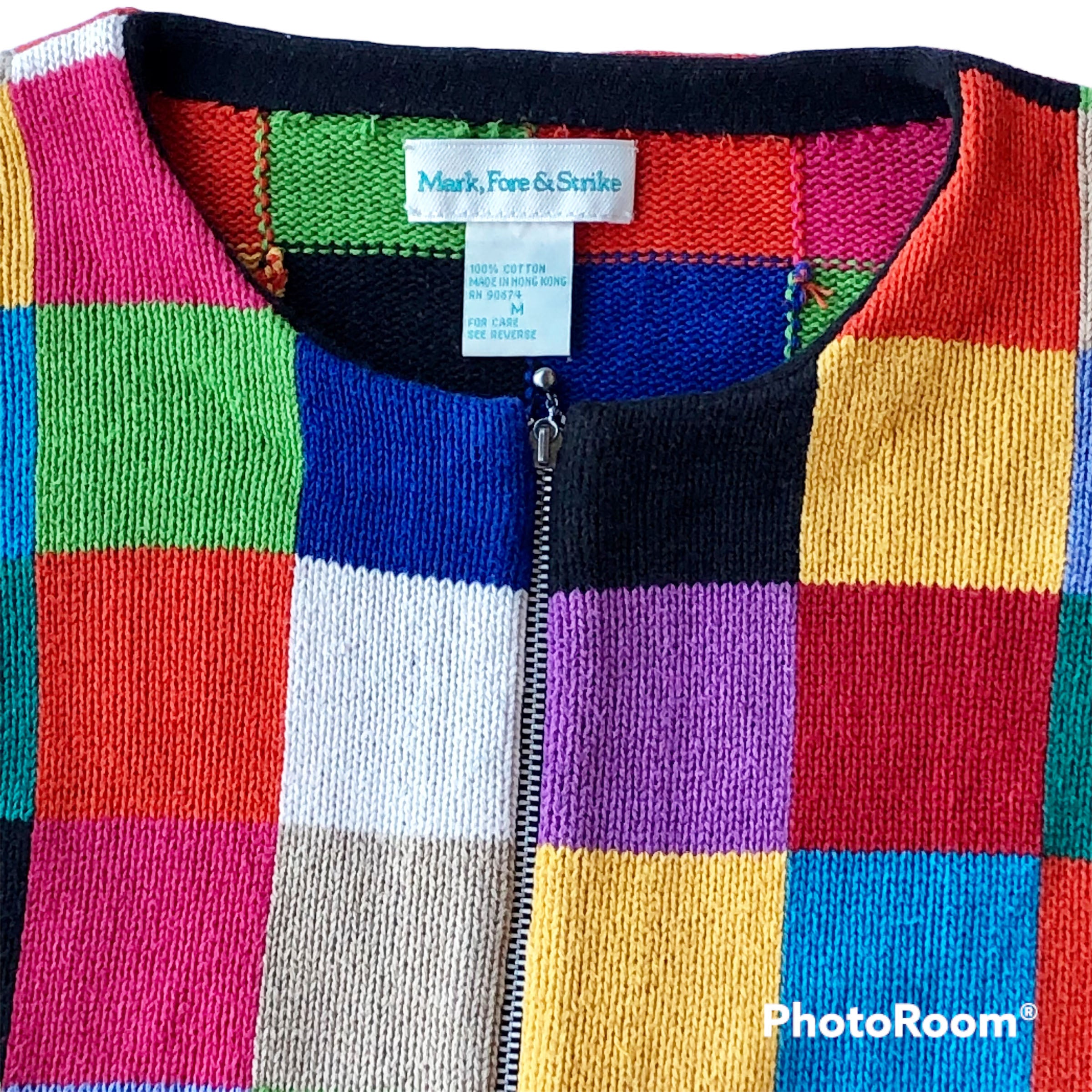 Vintage 90s/00s Patchwork Zip Front Cardigan Sweater Grandma Chic By