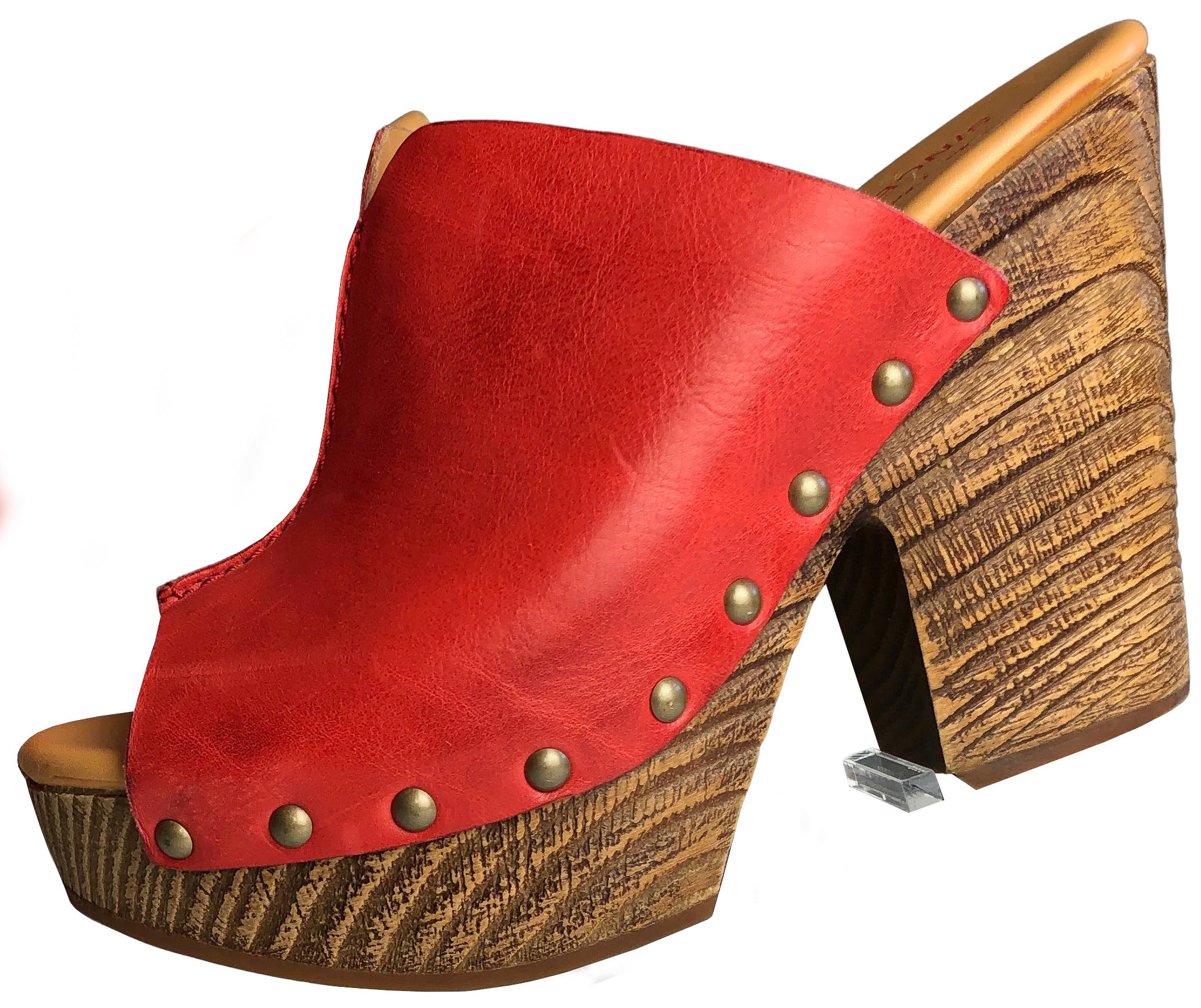 Vintage Tall Chunky Red Leather Clogs by The Original KorkEase Since 1953 Shop THRILLING