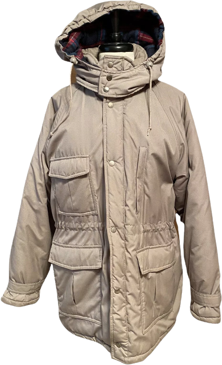 Vintage 90s Down Jacket Puffer Coat Parka Sz M Beige Insulated By