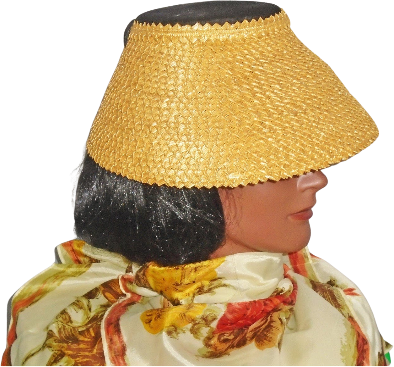 Vintage 50s Straw Bucket Lampshade Flower Pot Hat By Valerie Modes