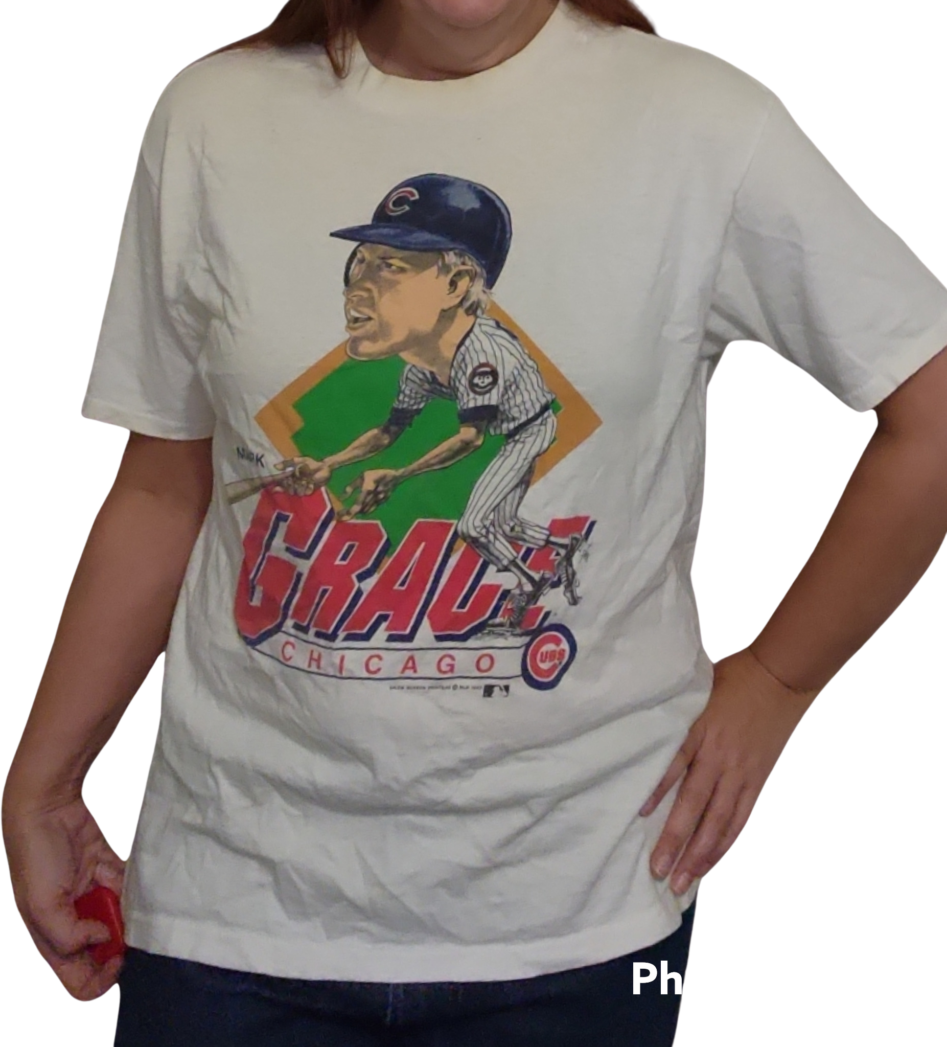 Vintage Mark Grace Chicago Cubs Caricature Salem T-Shirt Size Small 1989  80s MLB