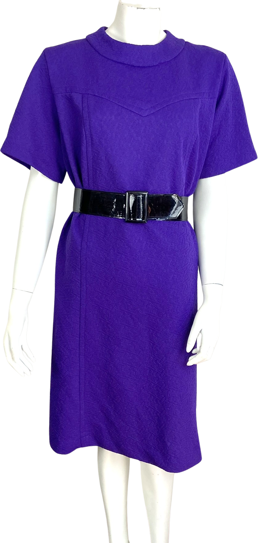 60s/70s Purple Shift Double Knit Polyester Mod Midi Dress