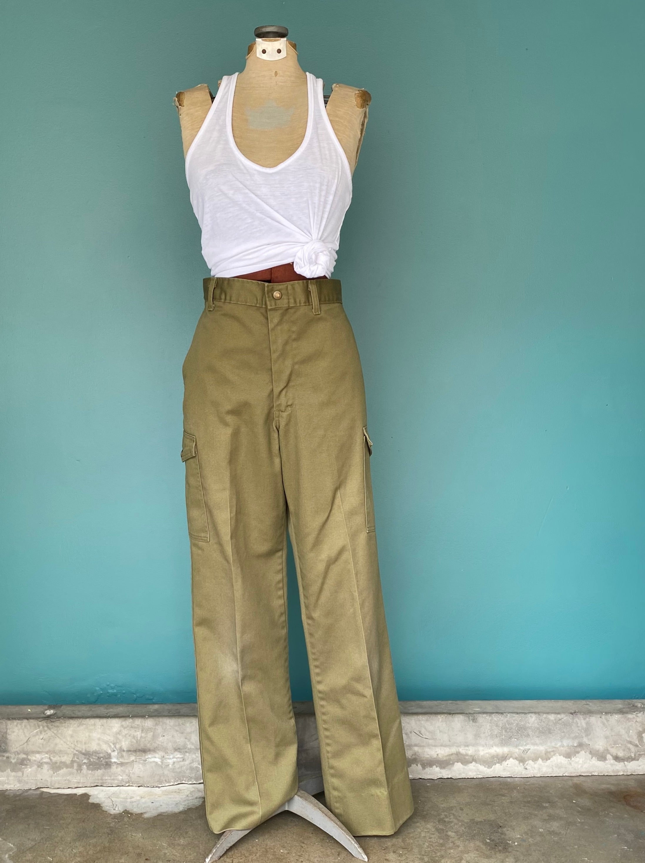 Vintage 70s Cargo Green Boy Scout Pants Straight Leg 70s Pants By