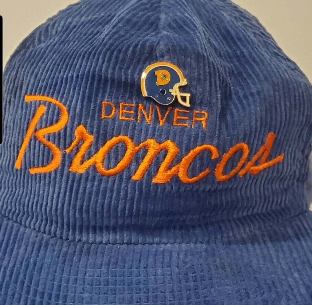 Vintage Denver Broncos Sports Specialties Script The Cord Zip Back Hat Cap  NEW