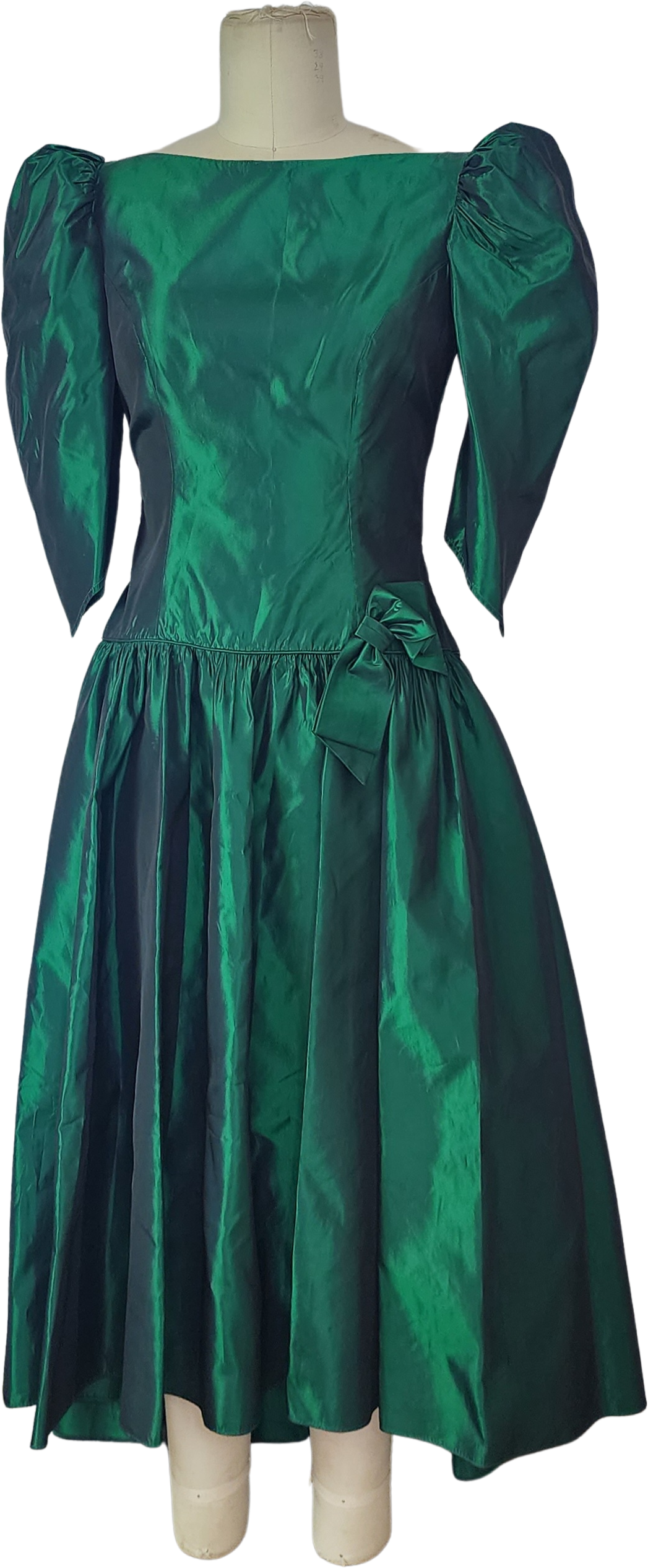 green 80s dress Vintage 80s Green Taffeta High Low Prom Bridesmaid Dress By Dance Allure