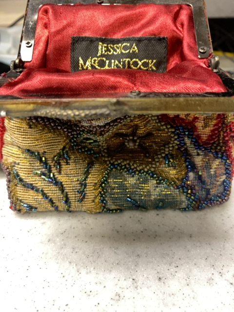 Vintage 80s Beaded Tapestry Clutch By Jessica McClintock Shop THRILLING