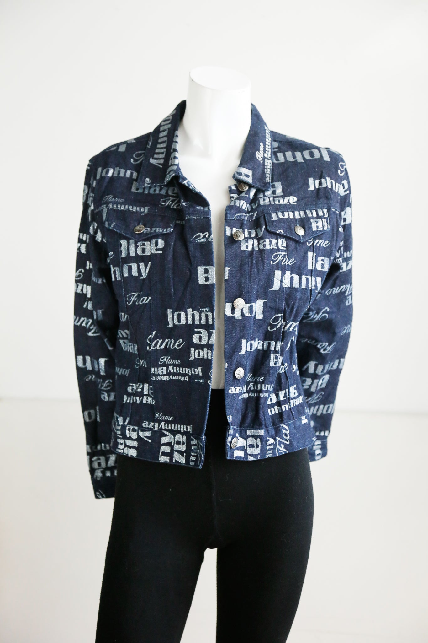 Vintage 90s/00s Dark Denim All Over Print Women's Jacket M By