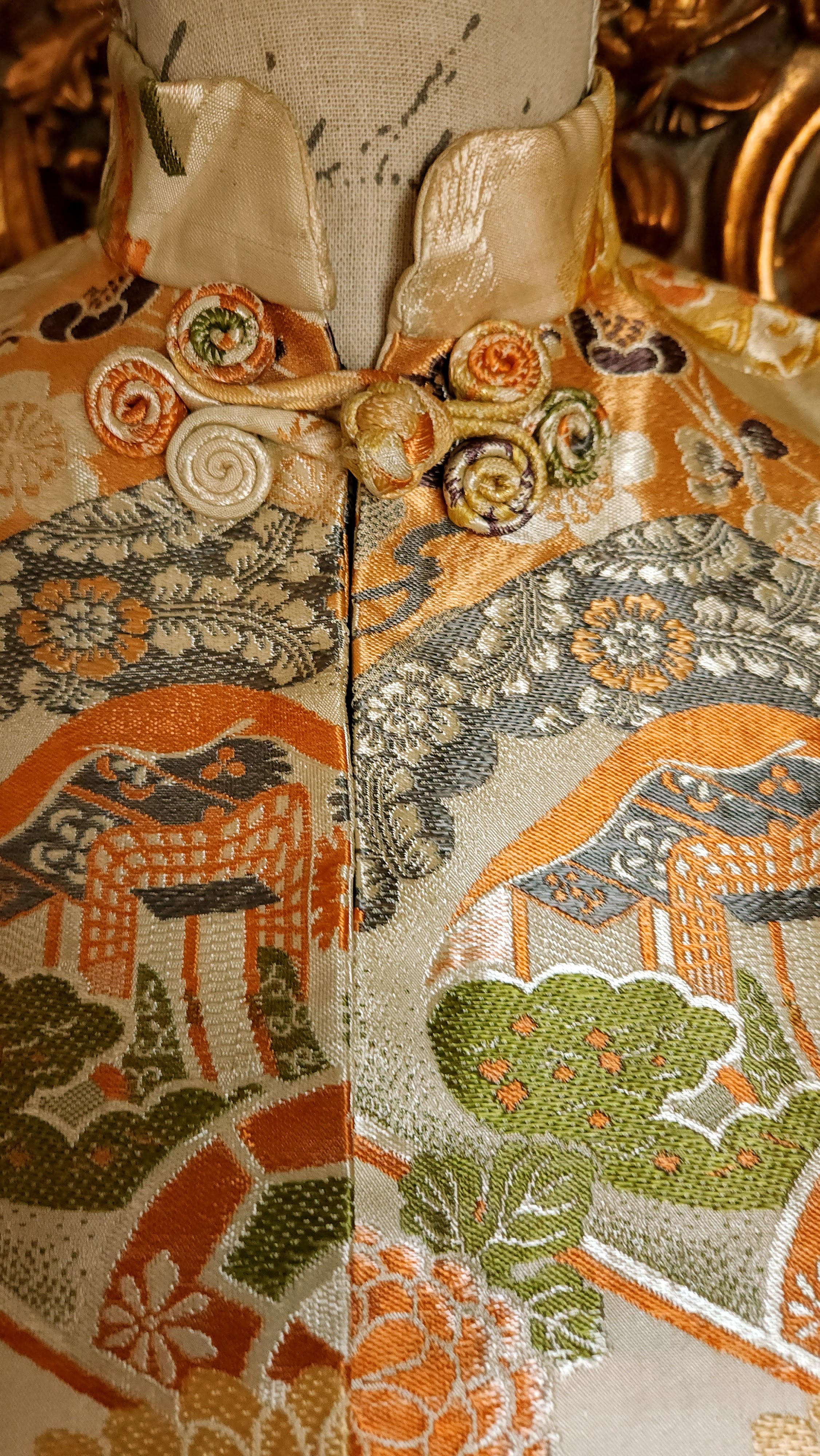 Royal Purple/Autumn Orange Silk Brocade JV-1577/2 Fabric