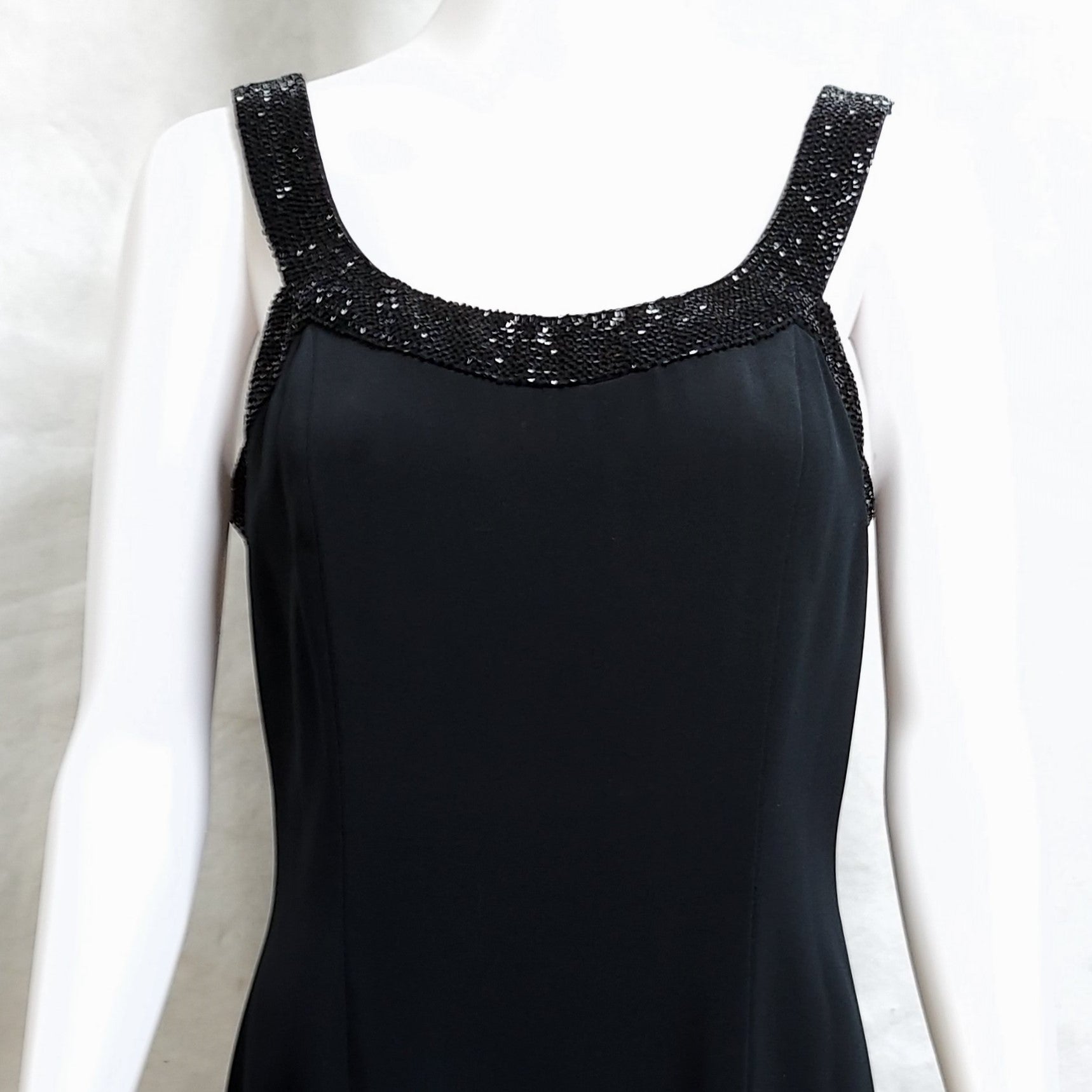 Vintage 80s/90s Black Evening Dress With Beading By Black Tie Oleg