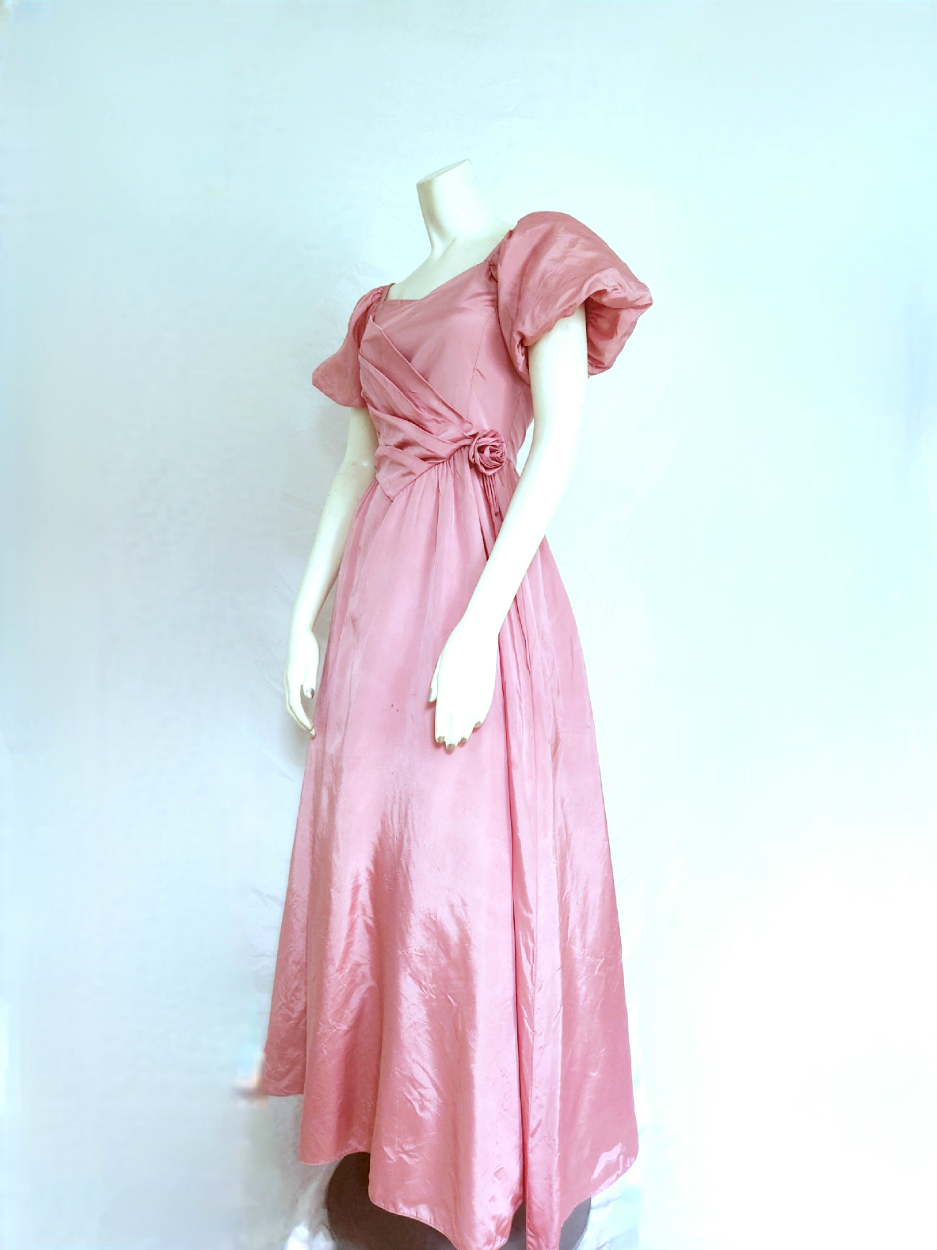 Pink taffeta outlet dress 80s