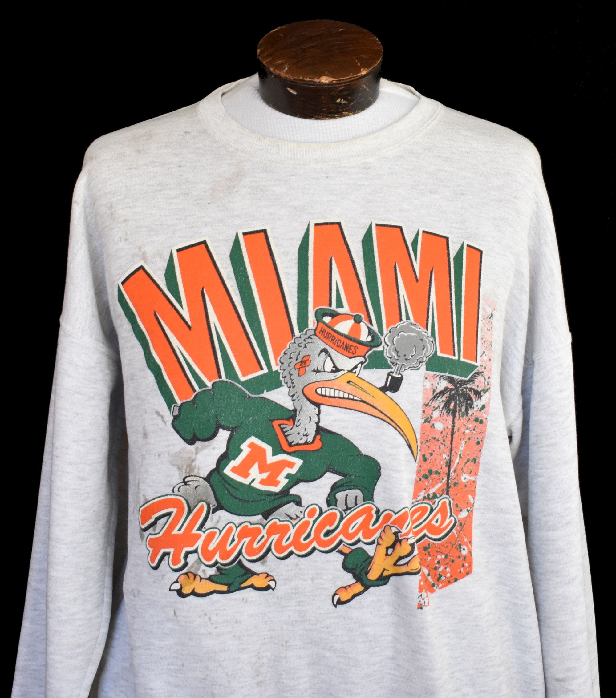 ShopCrystalRags University of Miami, One of A Kind Vintage Miami Hurricanes Sweatshirt with Three Crystal Star Design