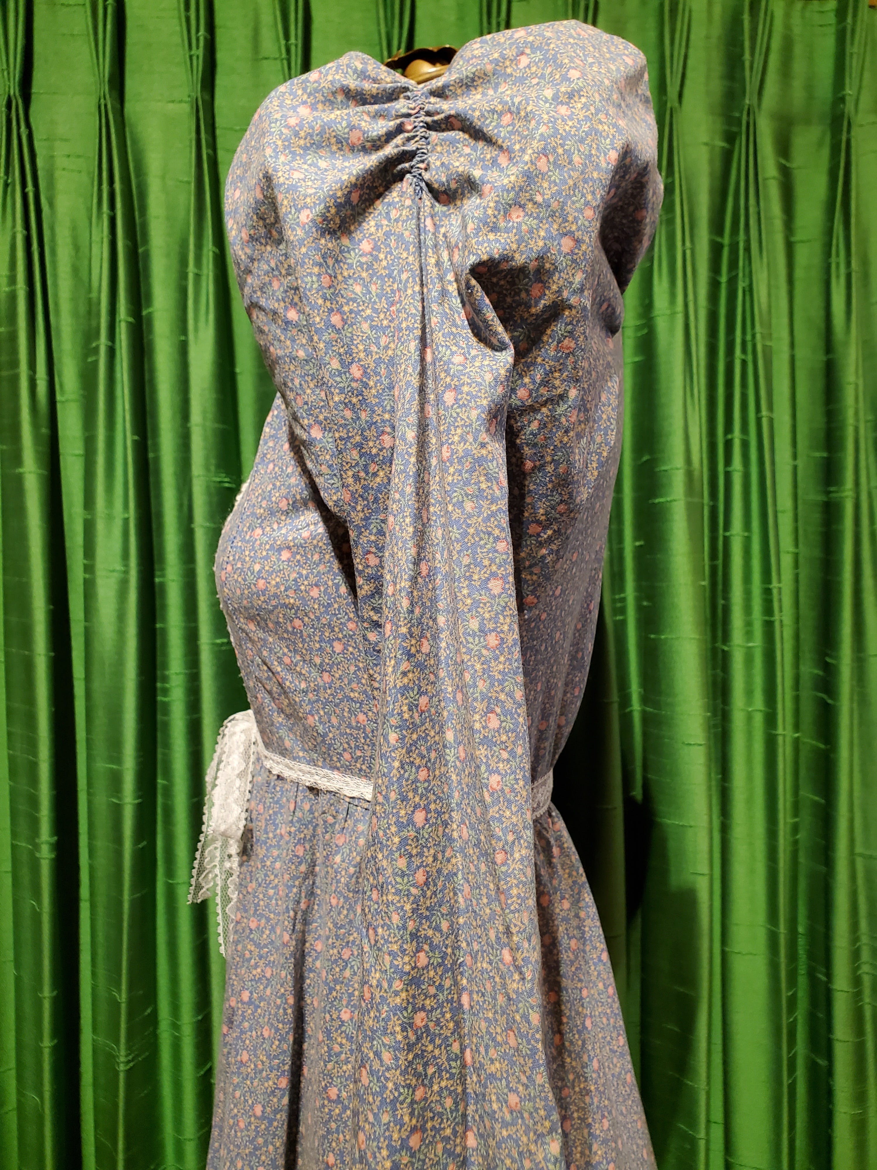 Vintage 70's Gunne Sax Style Blue and Floral Cottage Core Prairie Dress ...