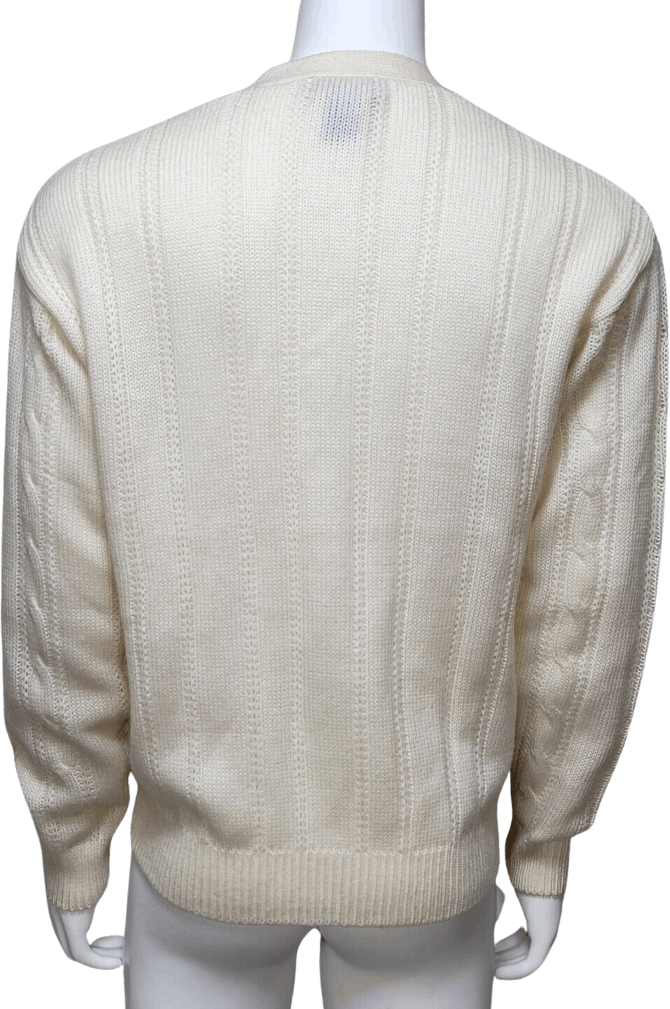 Vintage 80s Ivory Cable Knit Cardigan Sweater Grandpa Core By