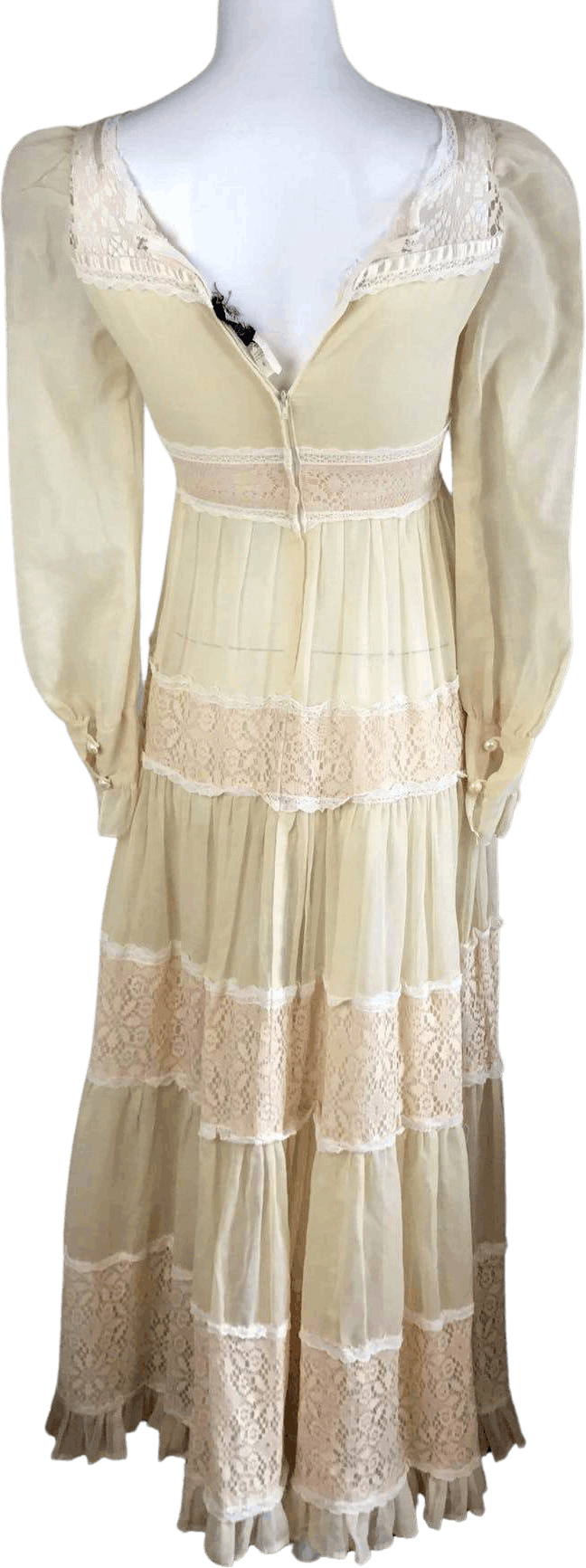 Vintage 70's Sheer Creamy Crochet Lace Maxi Dress by Gunne Sax | Shop ...