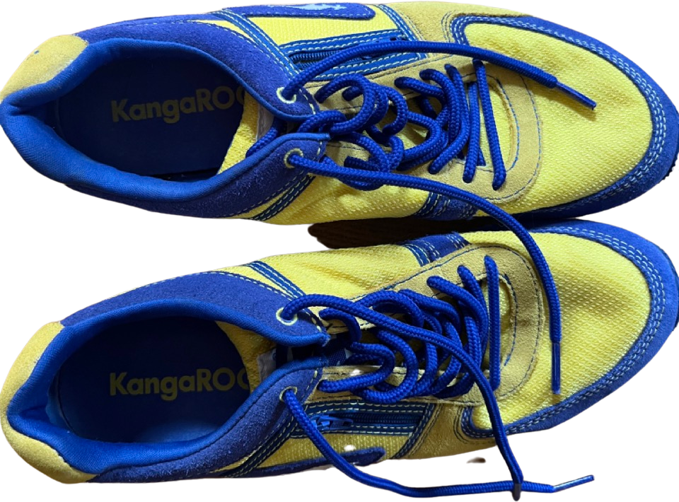 Vintage 80s 90s Yellow And Blue Kangaroos Sneakers With Pockets By Kangaroos Shop THRILLING