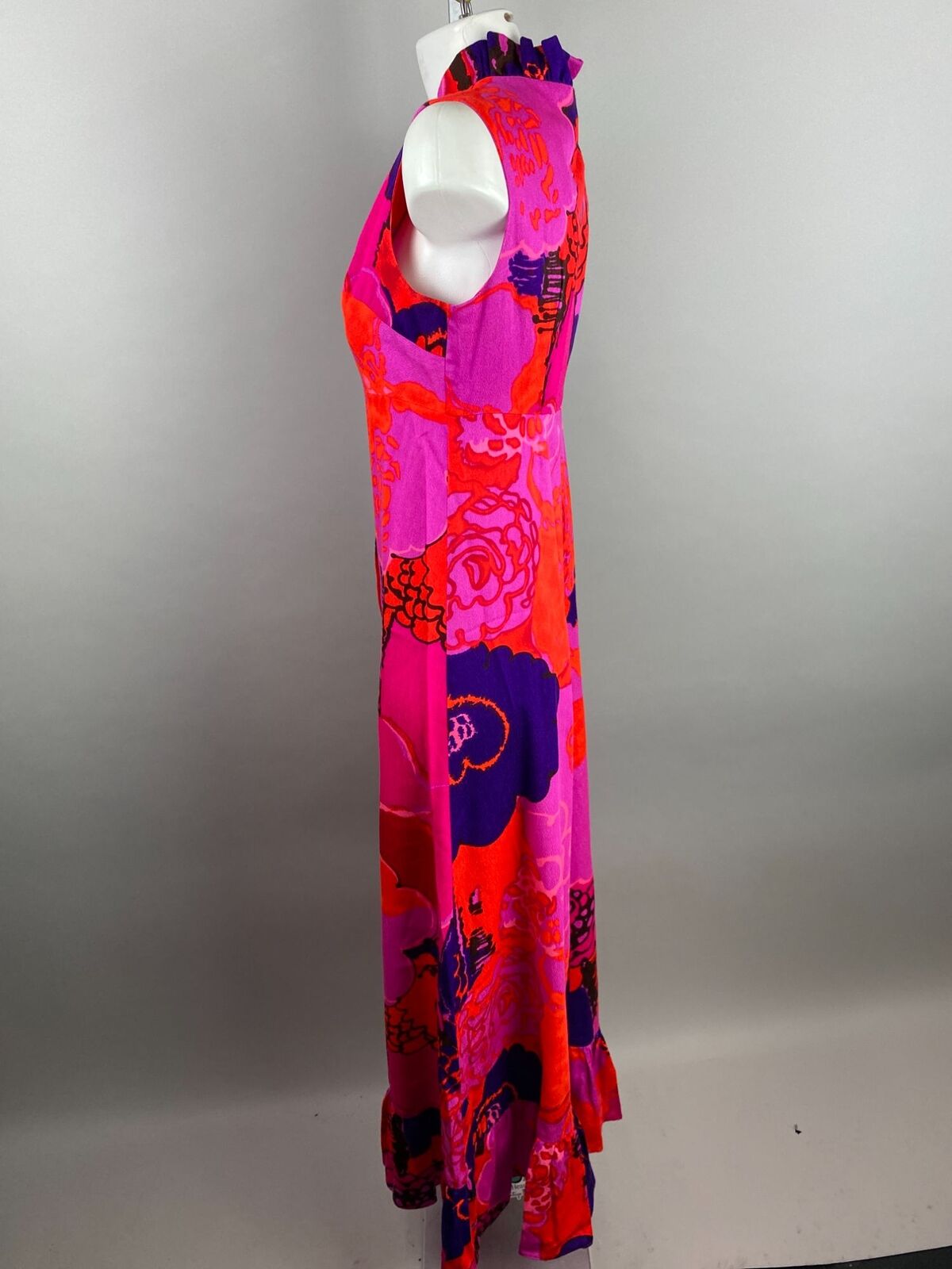 Vintage 70s Barkcloth Hawaiian Dress Neon Pink Purple Bright By The ...