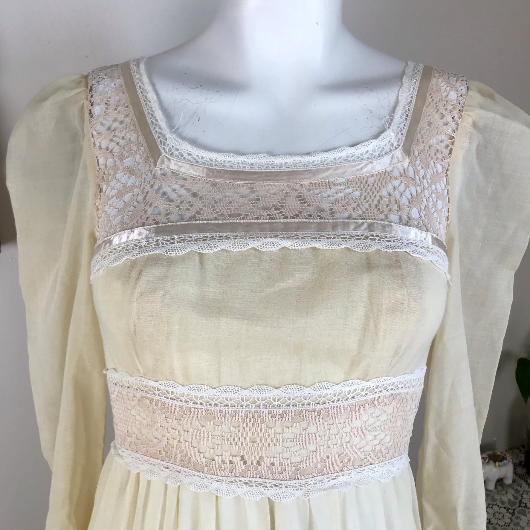Vintage 70's Sheer Creamy Crochet Lace Maxi Dress by Gunne Sax | Shop ...