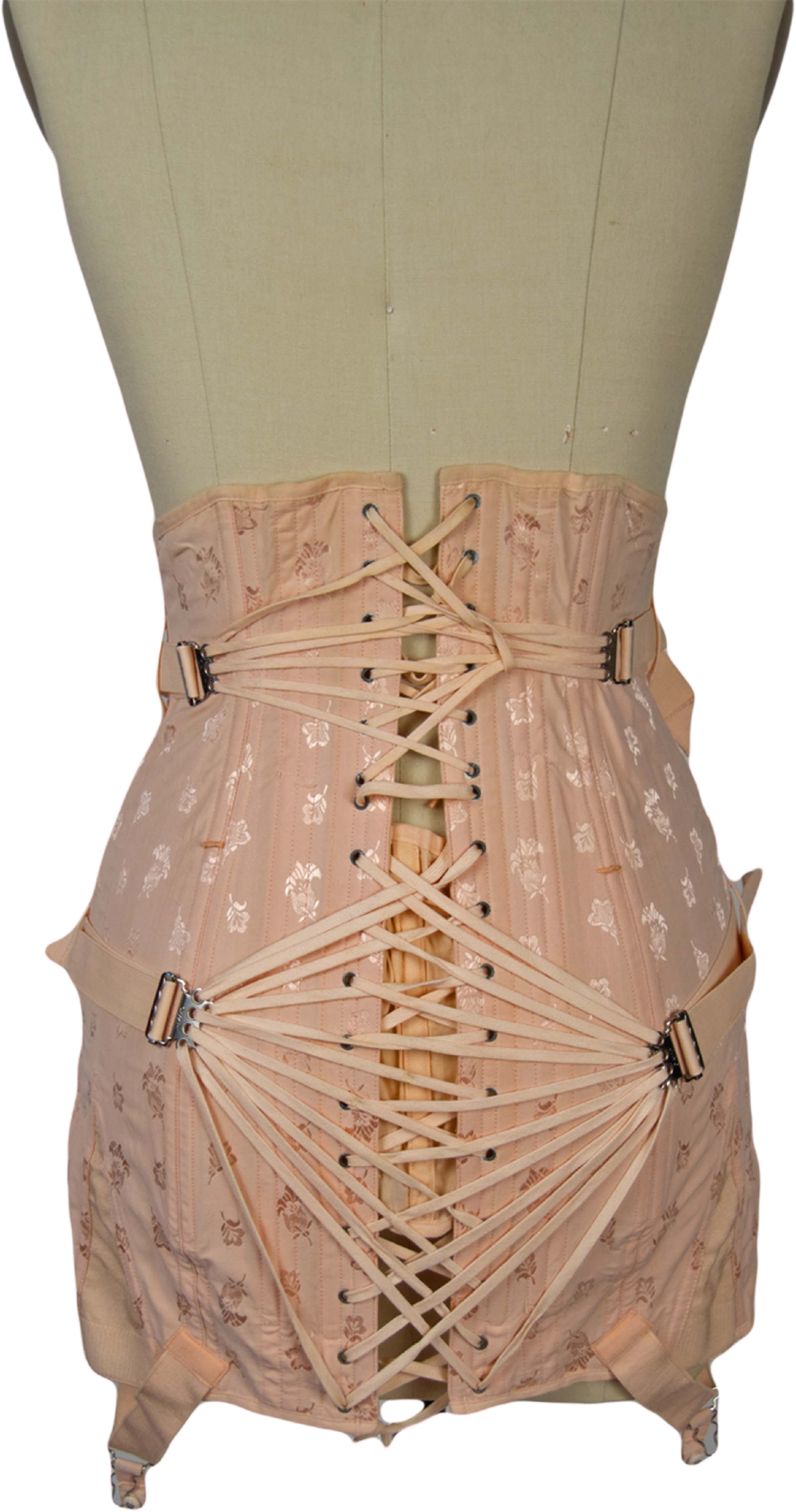 Vintage 50s fan lacing corset/pink Camp under bust corset