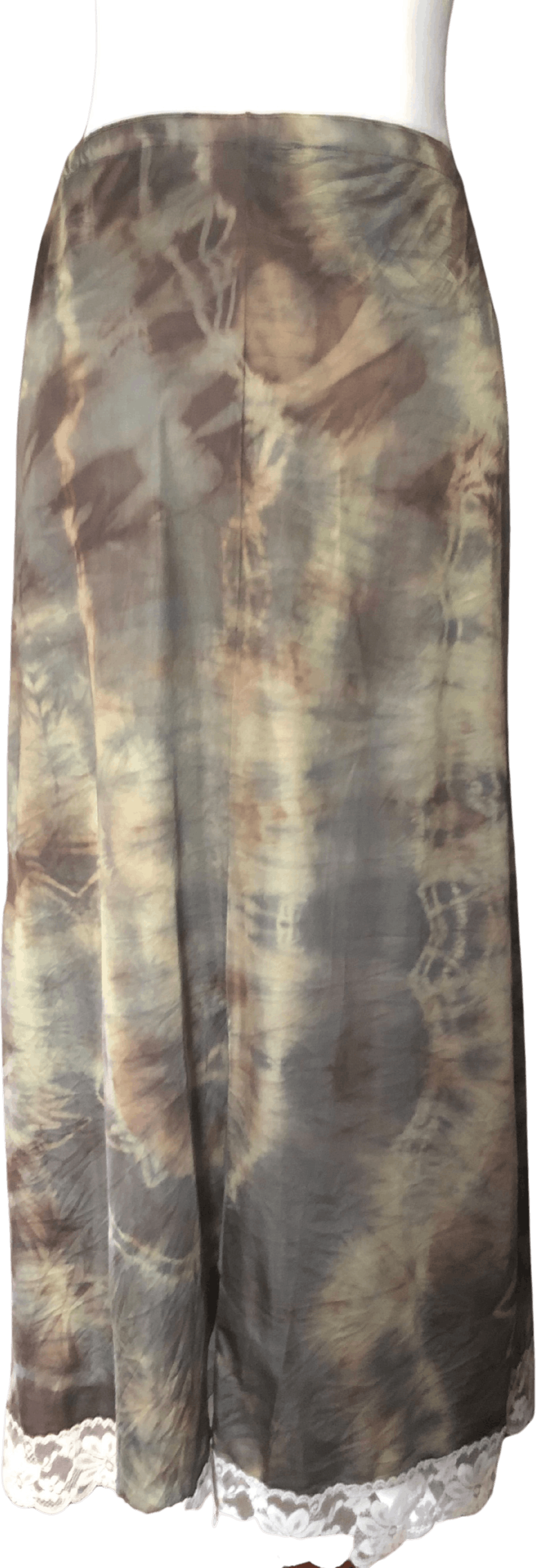 Vintage Earth Toned Tie Dye Slip Skirt by Lorraine Shop THRILLING