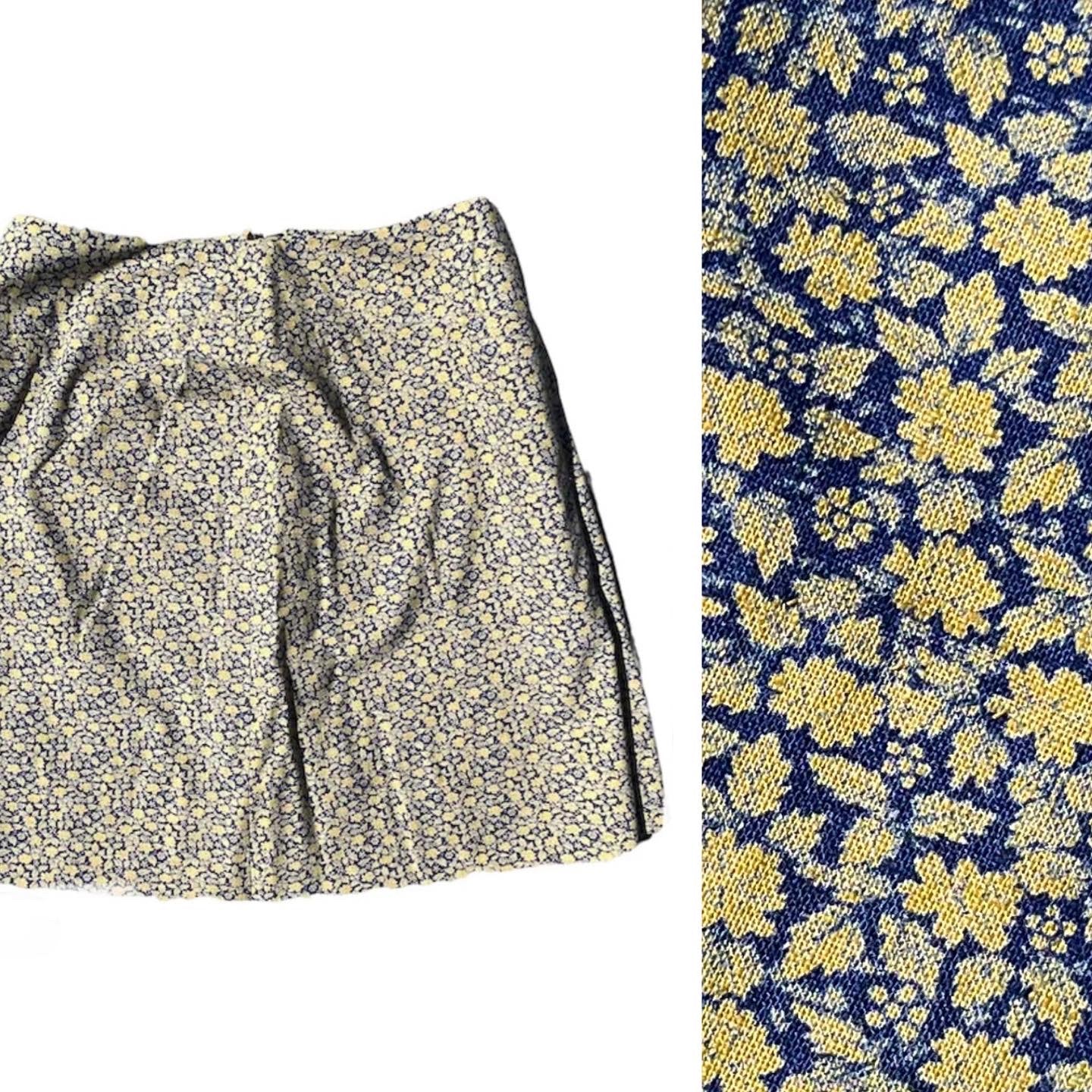 Blue and Yellow Print Skirt