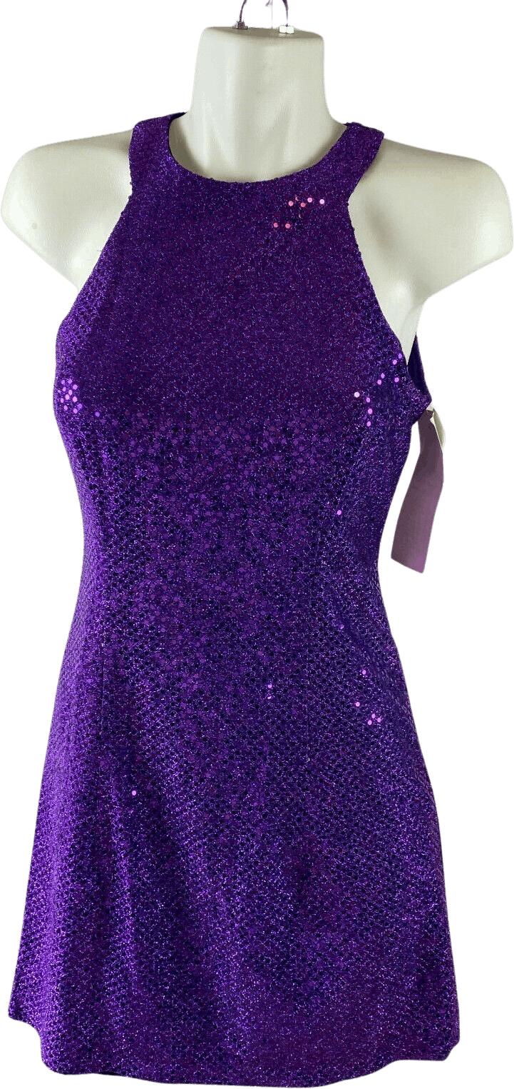 Purple 90s Print Skater Dress