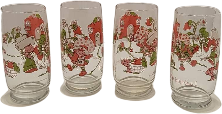 Vintage Strawberry Shortcake Glasses Set Of 4 By American Greeting