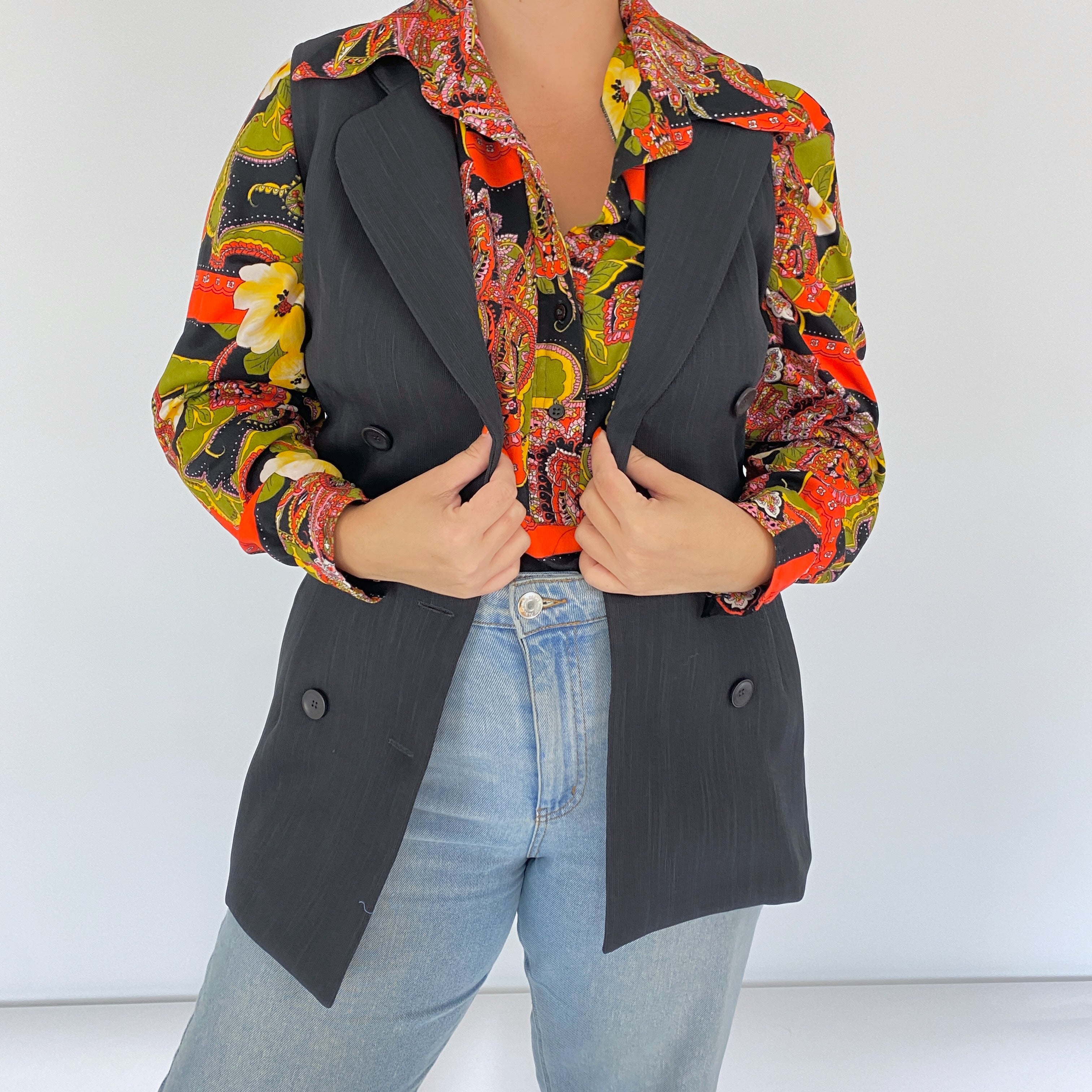Vintage 70s 80s Halter Top Vest Black Sequins main image 0