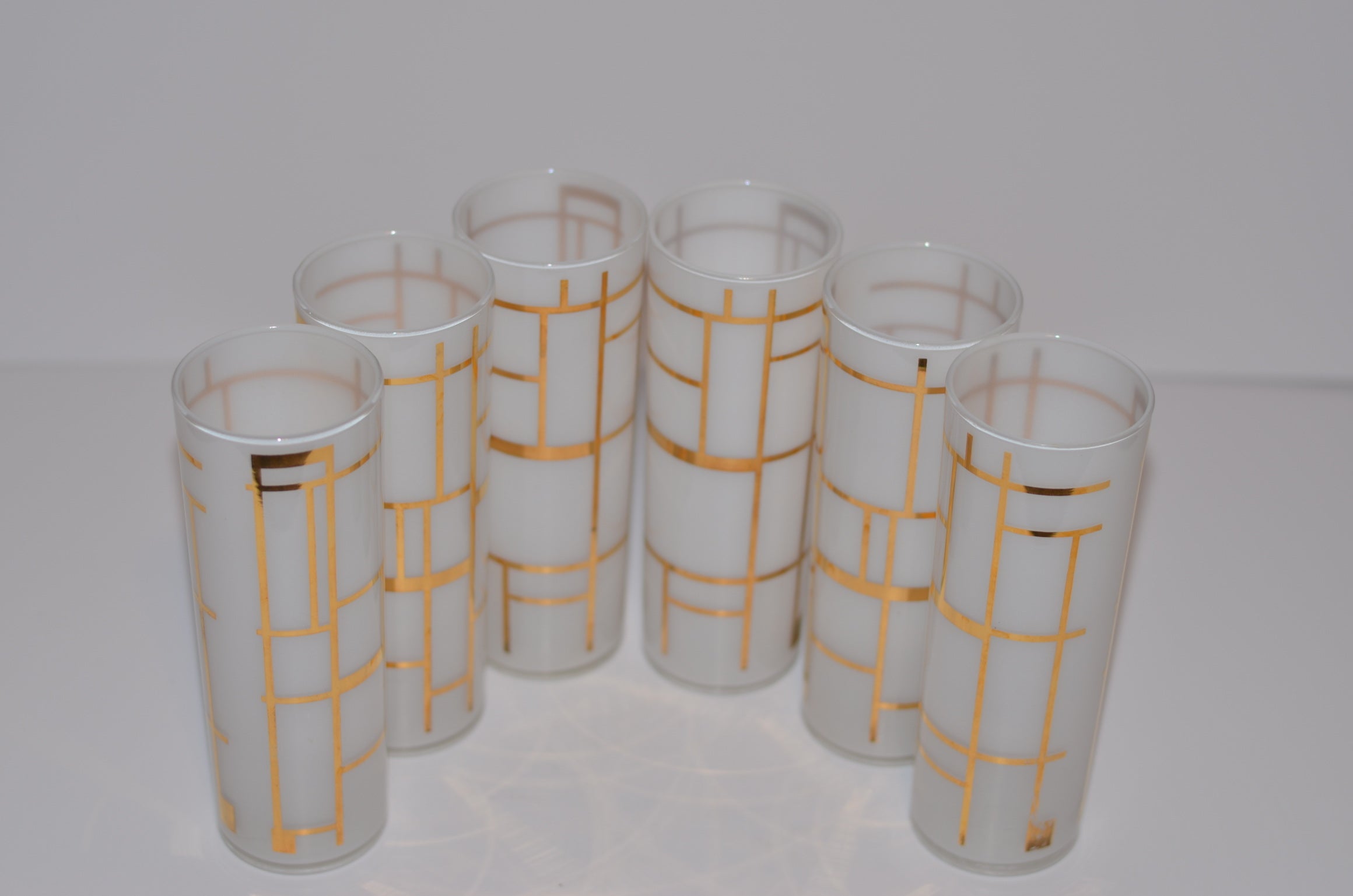 Vintage Shoji Pattern Midcentury Modern Glass Set Shop THRILLING