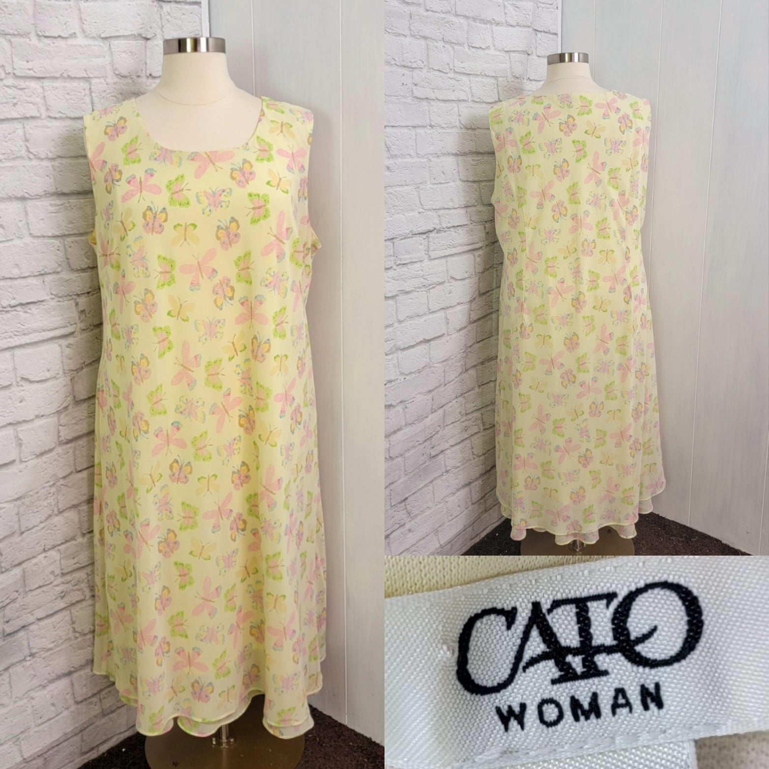 Vintage 90s/00s Plus Size Pastel Yellow Bias Butterfly Sundress By Cato  Woman | Shop THRILLING