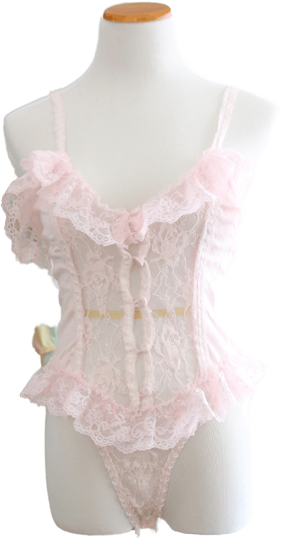 Vintage Pink Lace Bodysuit Teddy Shop THRILLING