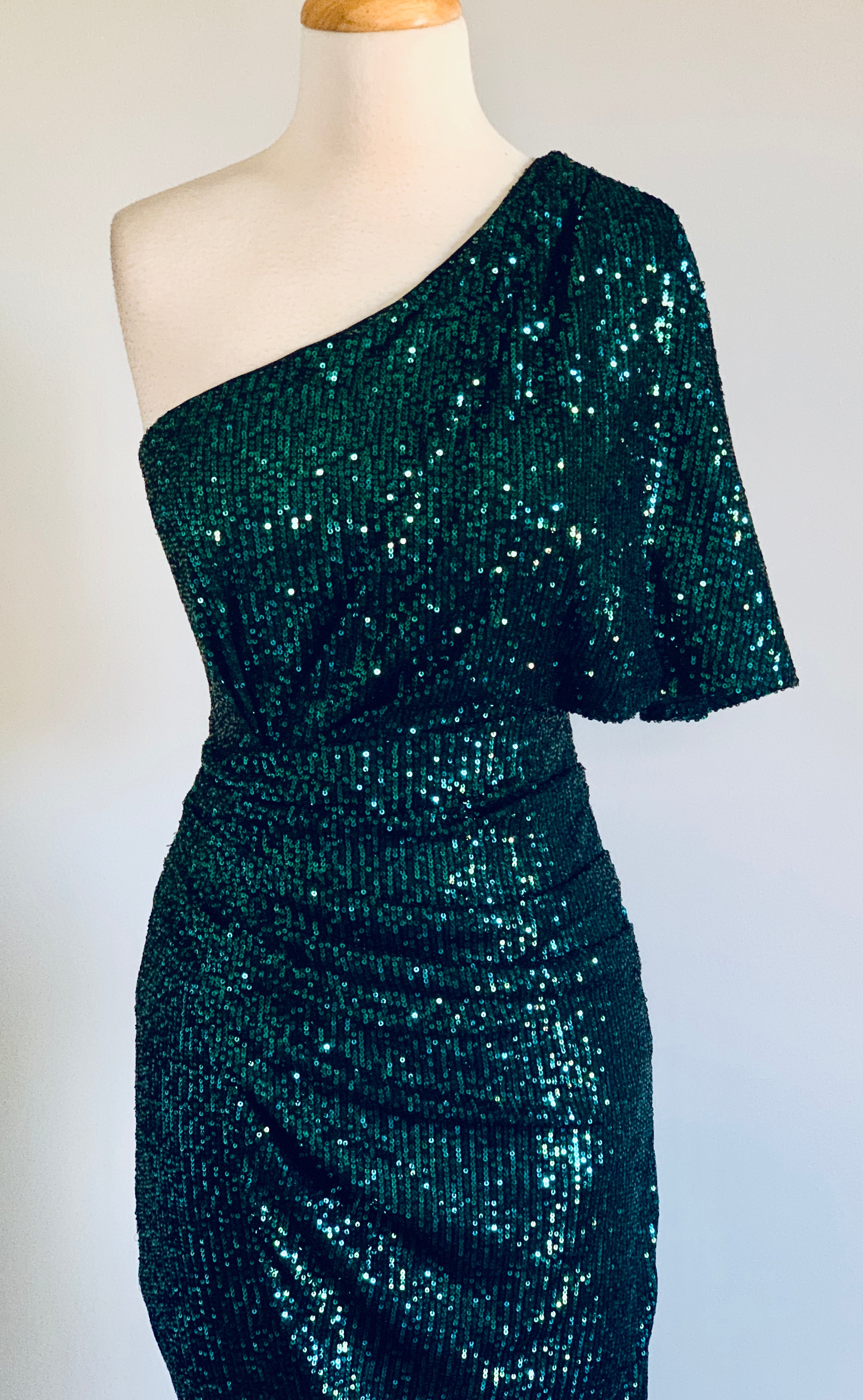 Vintage Emerald Green Sequin Evening Dress