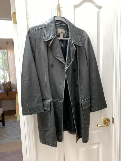 Vintage Calvin Klein Black Leather Car Coat By Calvin Klein | Shop THRILLING