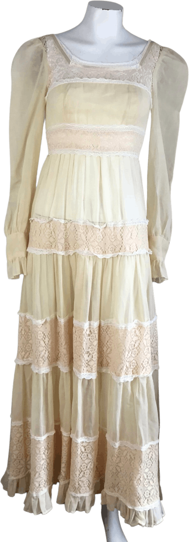 Vintage 70's Sheer Creamy Crochet Lace Maxi Dress by Gunne Sax | Shop ...
