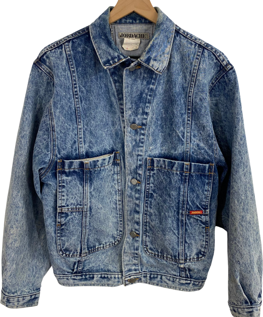 80's Jordache Denim Moto Jacket S