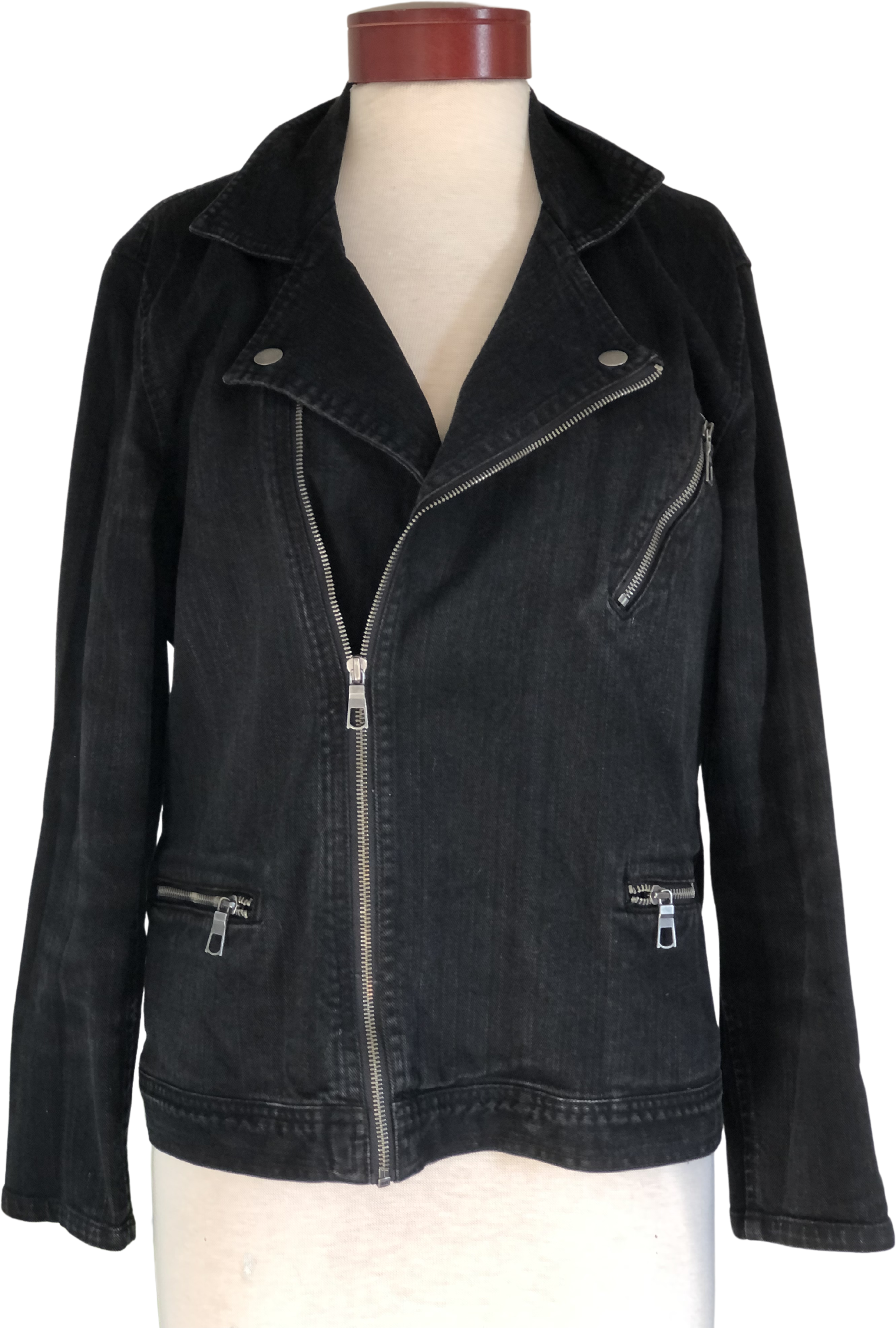 90s/00s 90s Vintage Black Denim Motorcycle Jacket Biker By Chico's