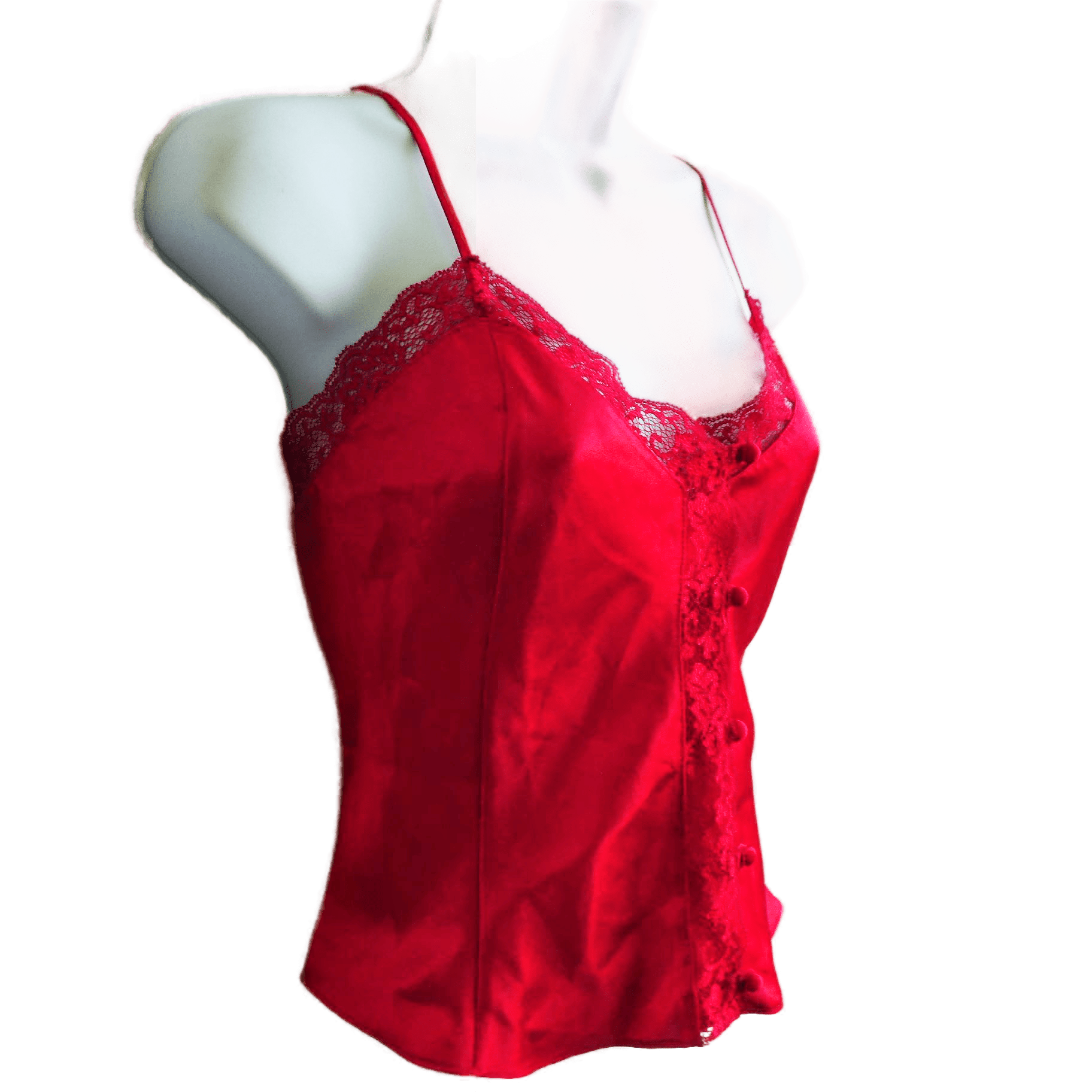 Vintage 90s Gold Label Red Satin Lacey Cami Top M By Victoria's Secret ...
