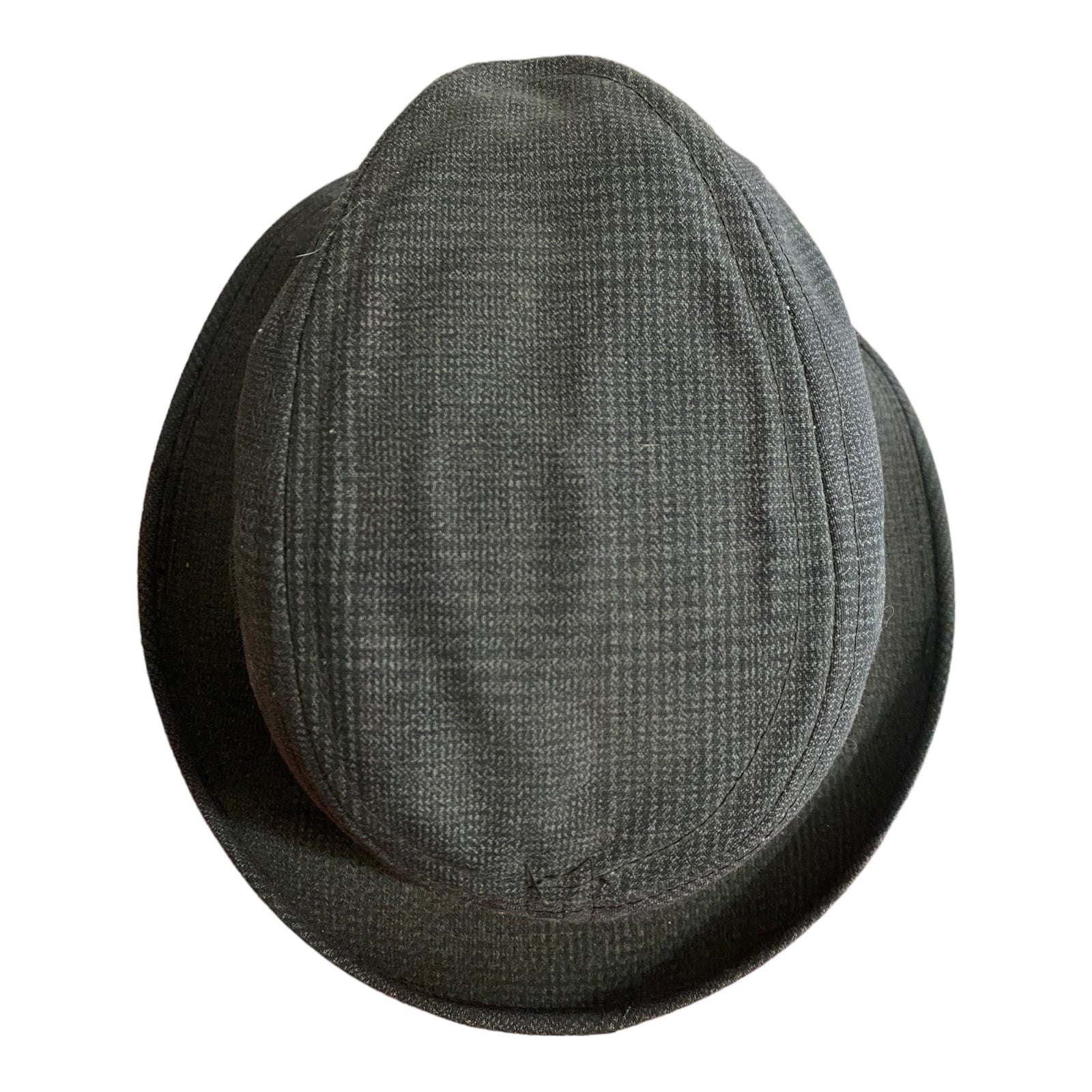 Vintage 60s/70s Fedora Check Hat Gray Large 7 1/47 3/8 Sweatband By