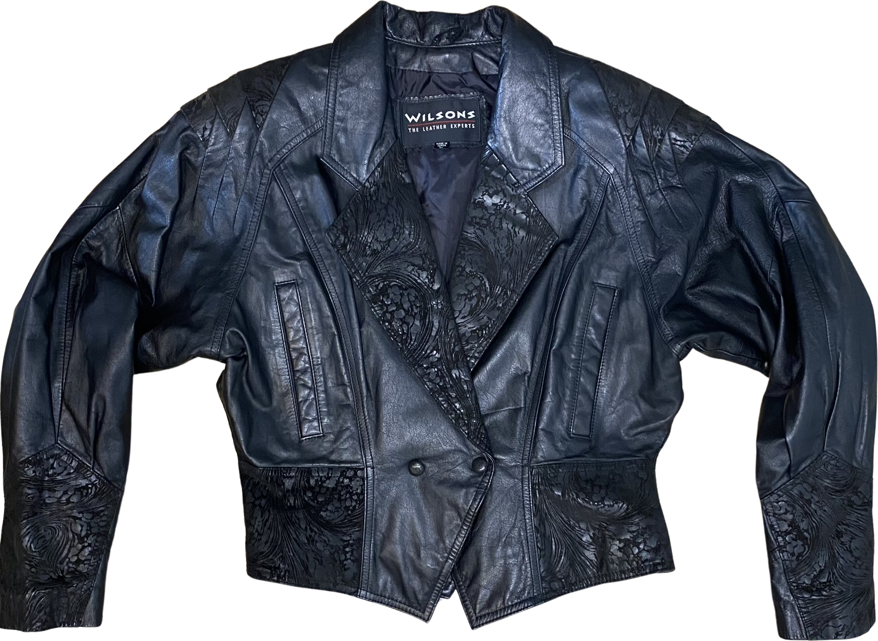 Vintage 80s Leather Black Biker Moto Jacket by Wilson s Leather