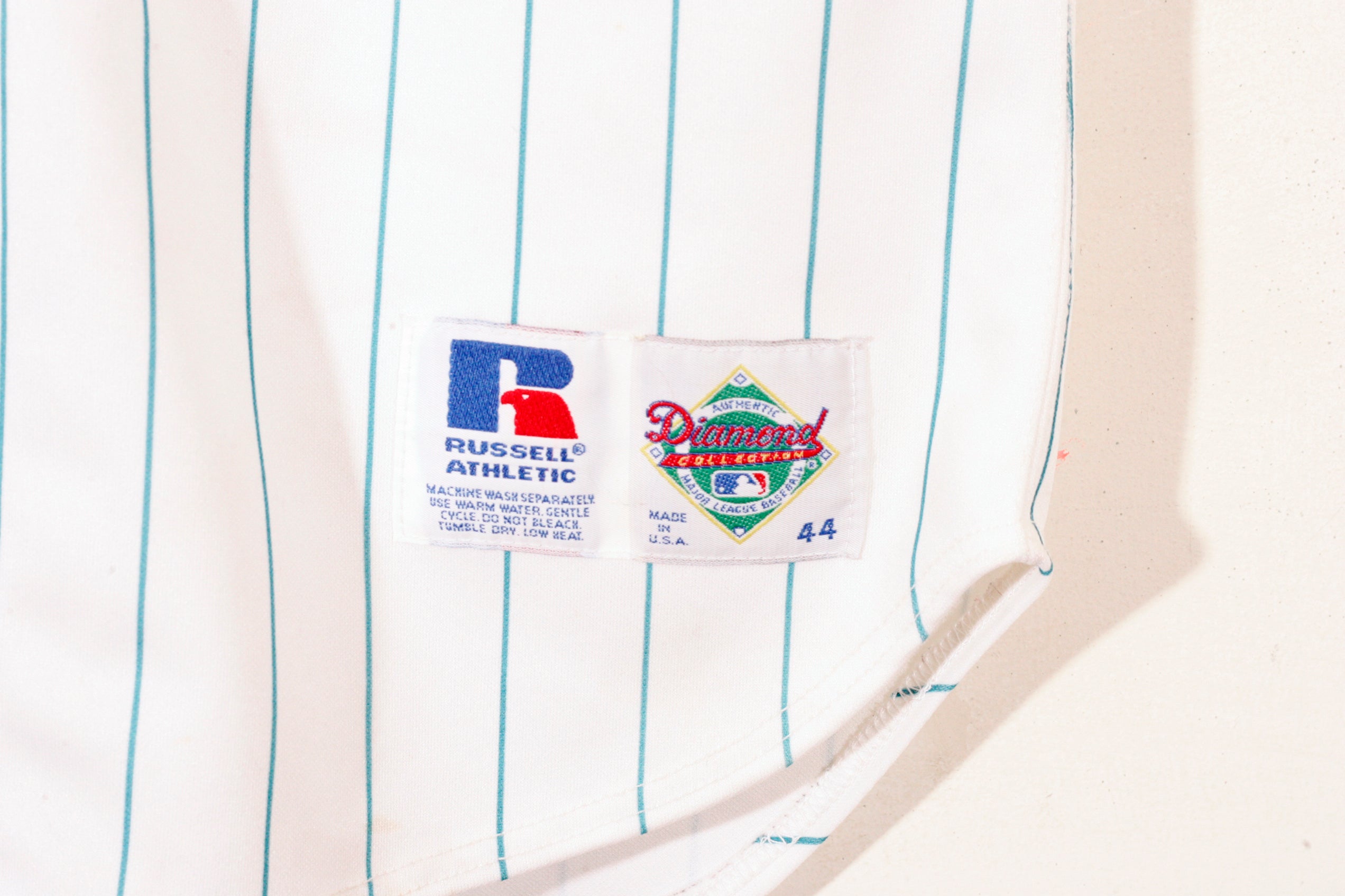 Vintage 90s MLB Russell Athletic Florida Marlins World Series Patch Jersey  Sz 44